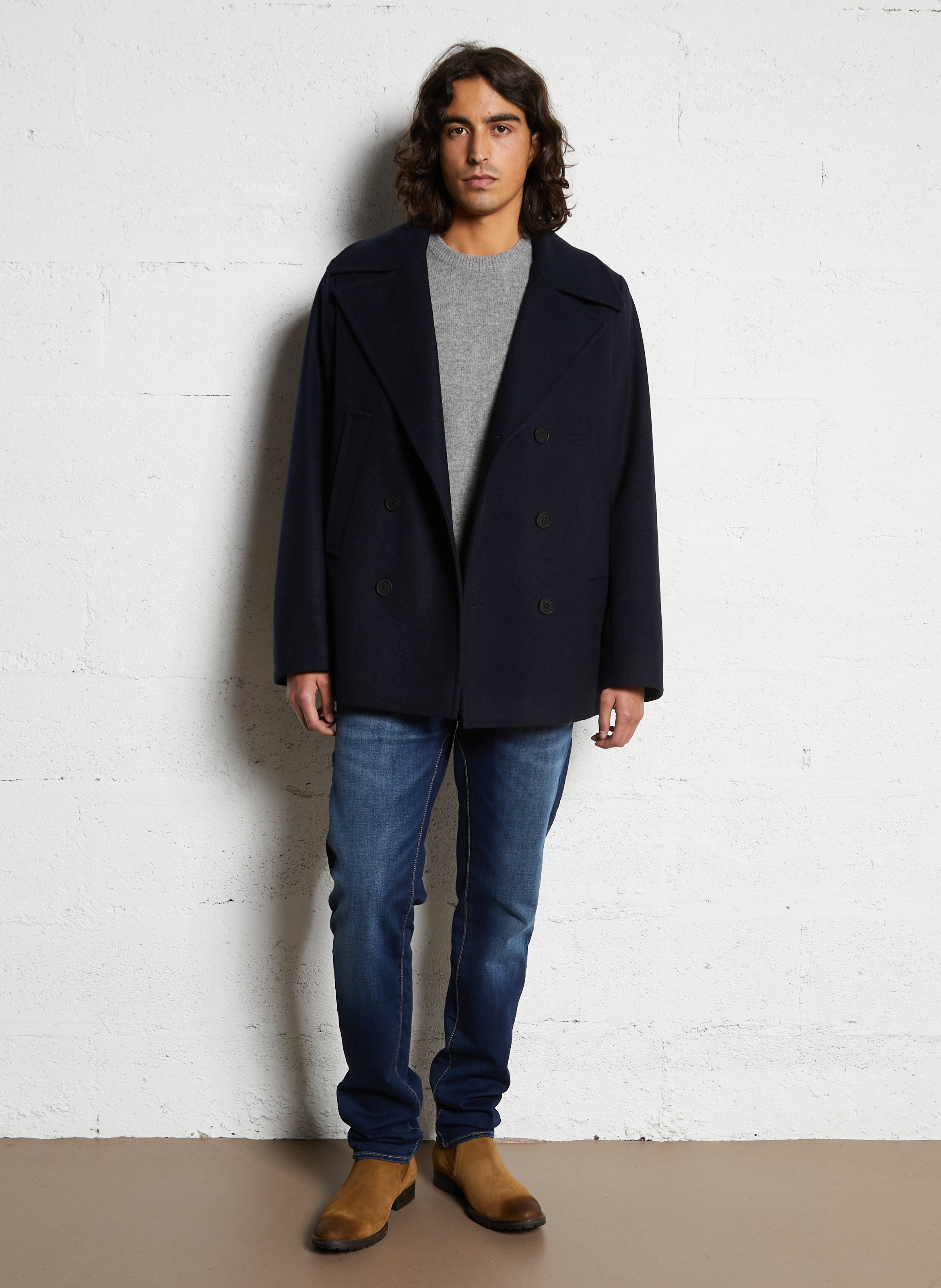 Oversized wool tailored coat SAISON 1865 Blue
