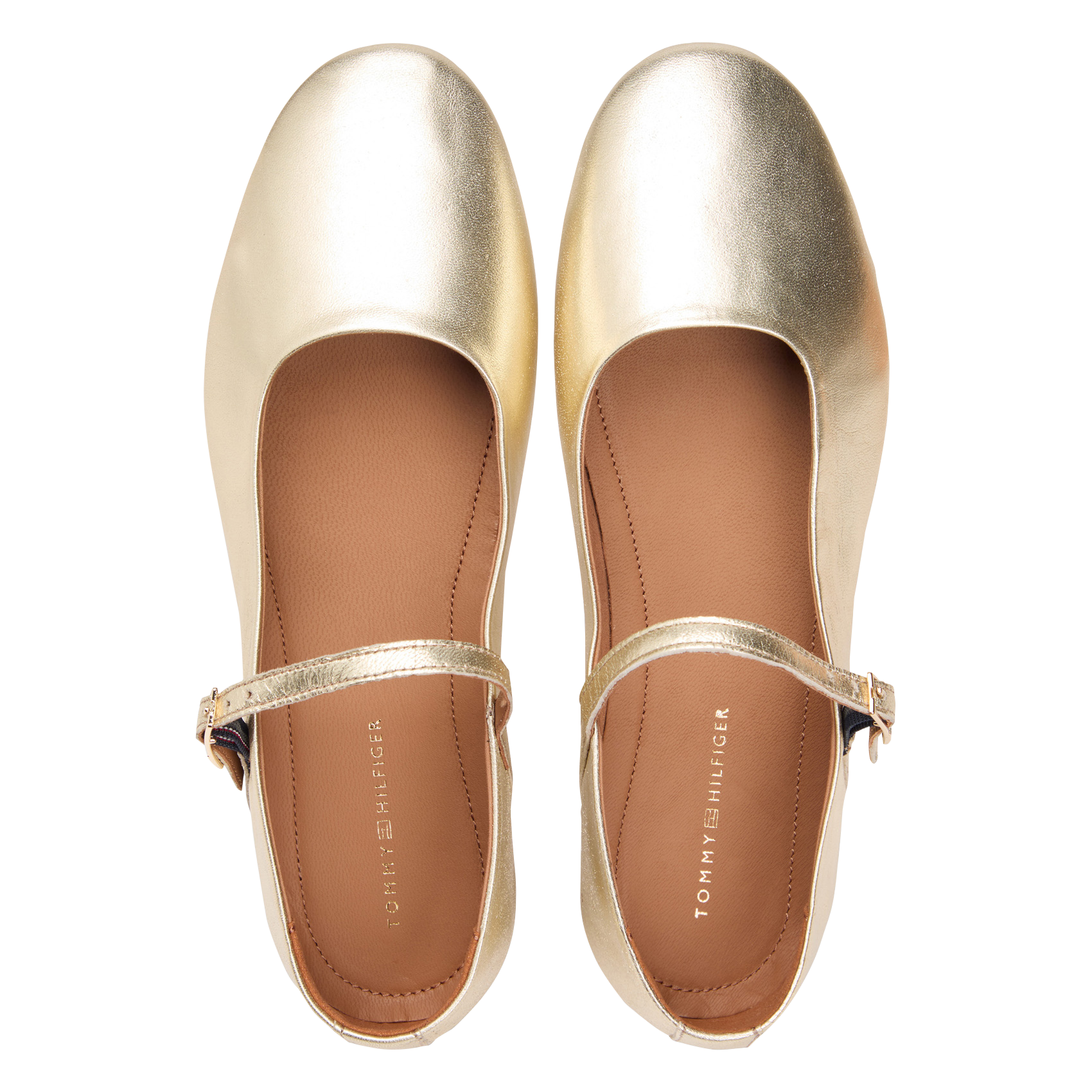 Ballerines à bride en cuir métallisé TOMMY HILFIGER Doré