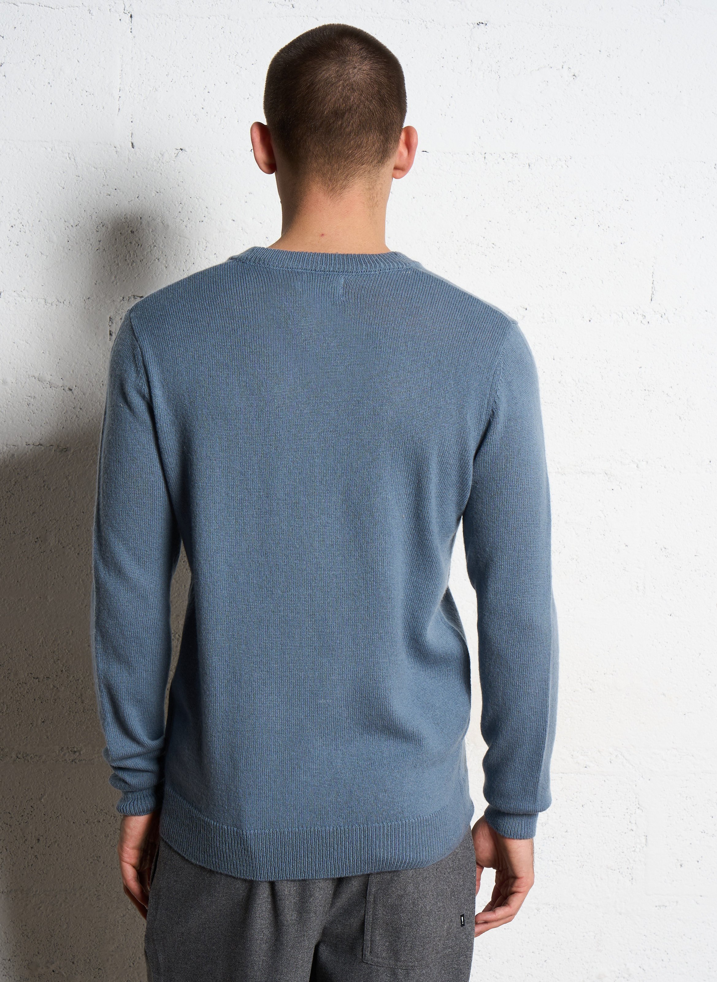Pull droit col rond en laine FARAH Bleu