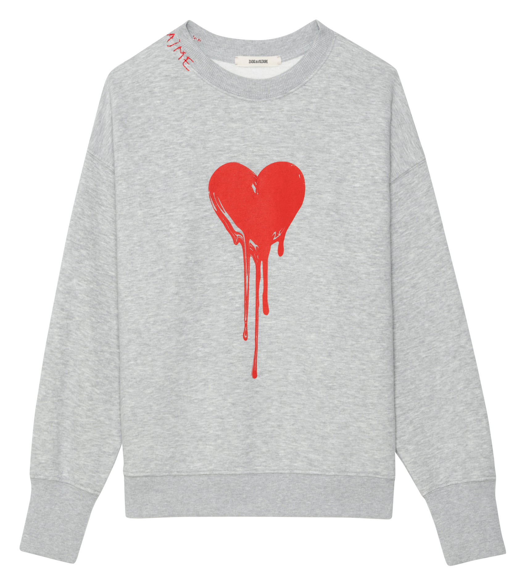 Round-neck printed sweatshirt with embroidery ZADIG&VOLTAIRE Grey