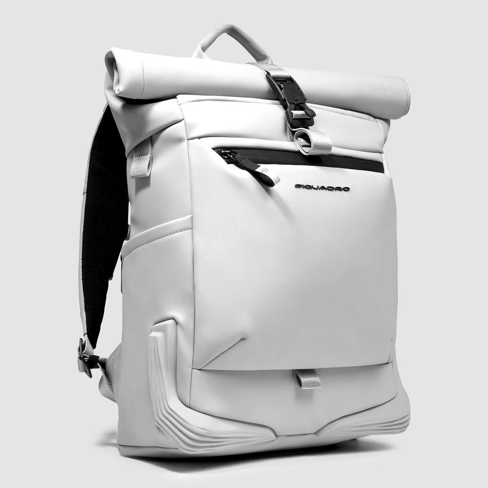 Backpack for PC and iPad® with chest strap, u-lock loops, and rear light loop PIQUADRO White
