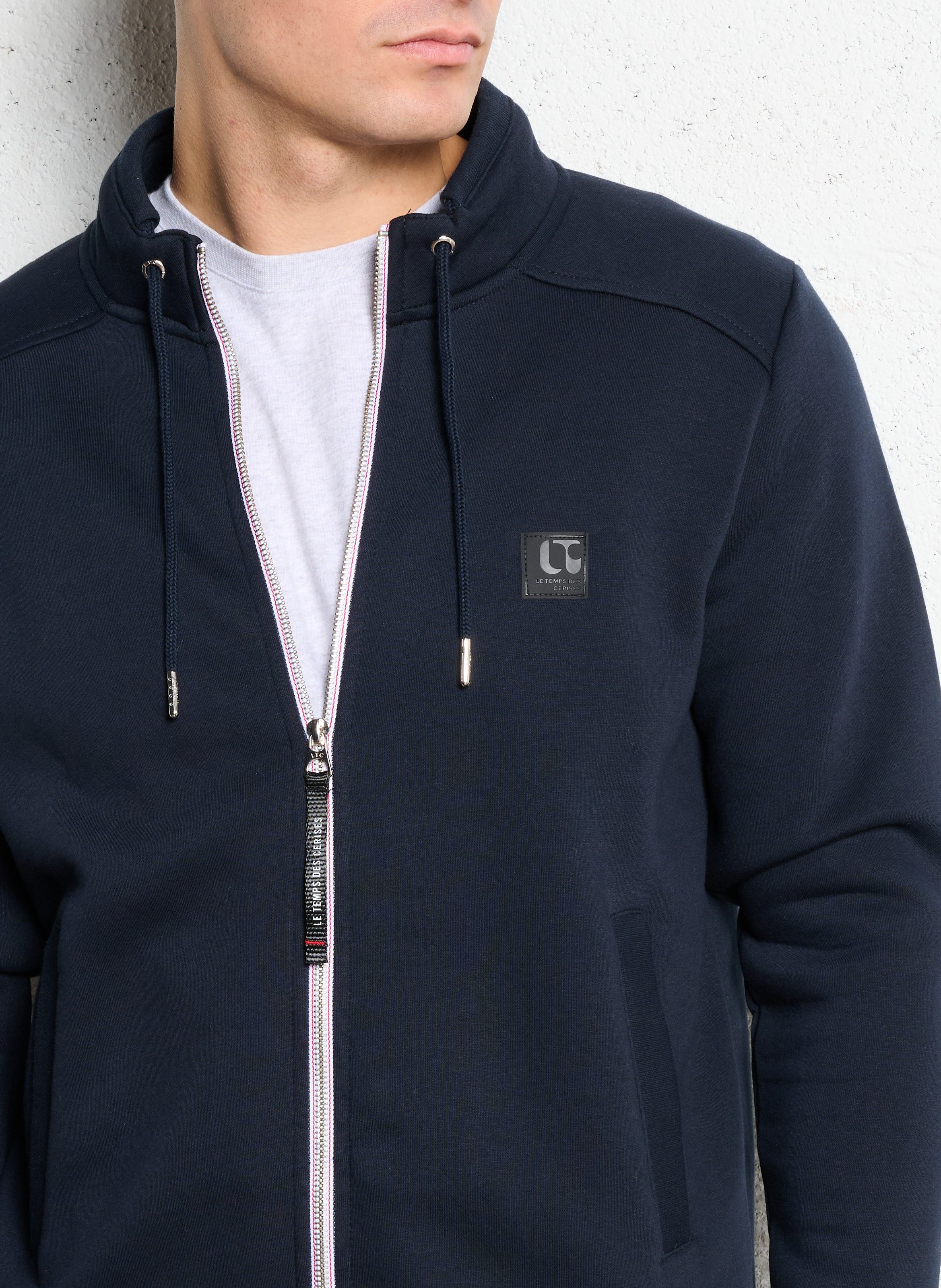 Cotton-blend sweater with zip-up neck LE TEMPS DES CERISES Blue