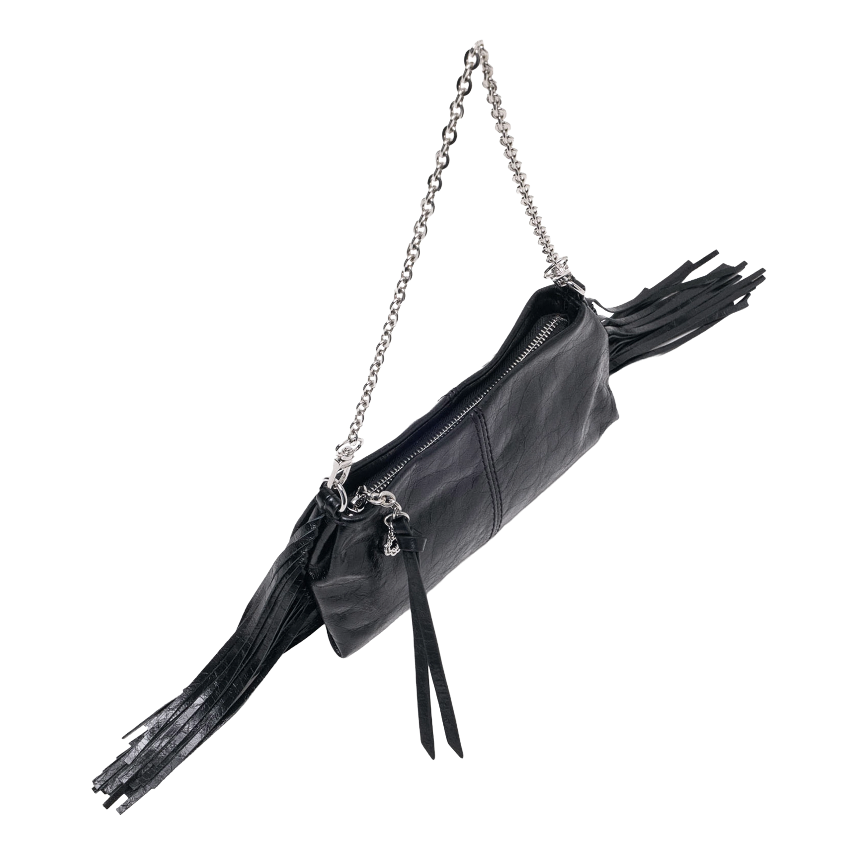 Geschnürte Beuteltasche aus strukturiertem Leder MAJE Schwarz