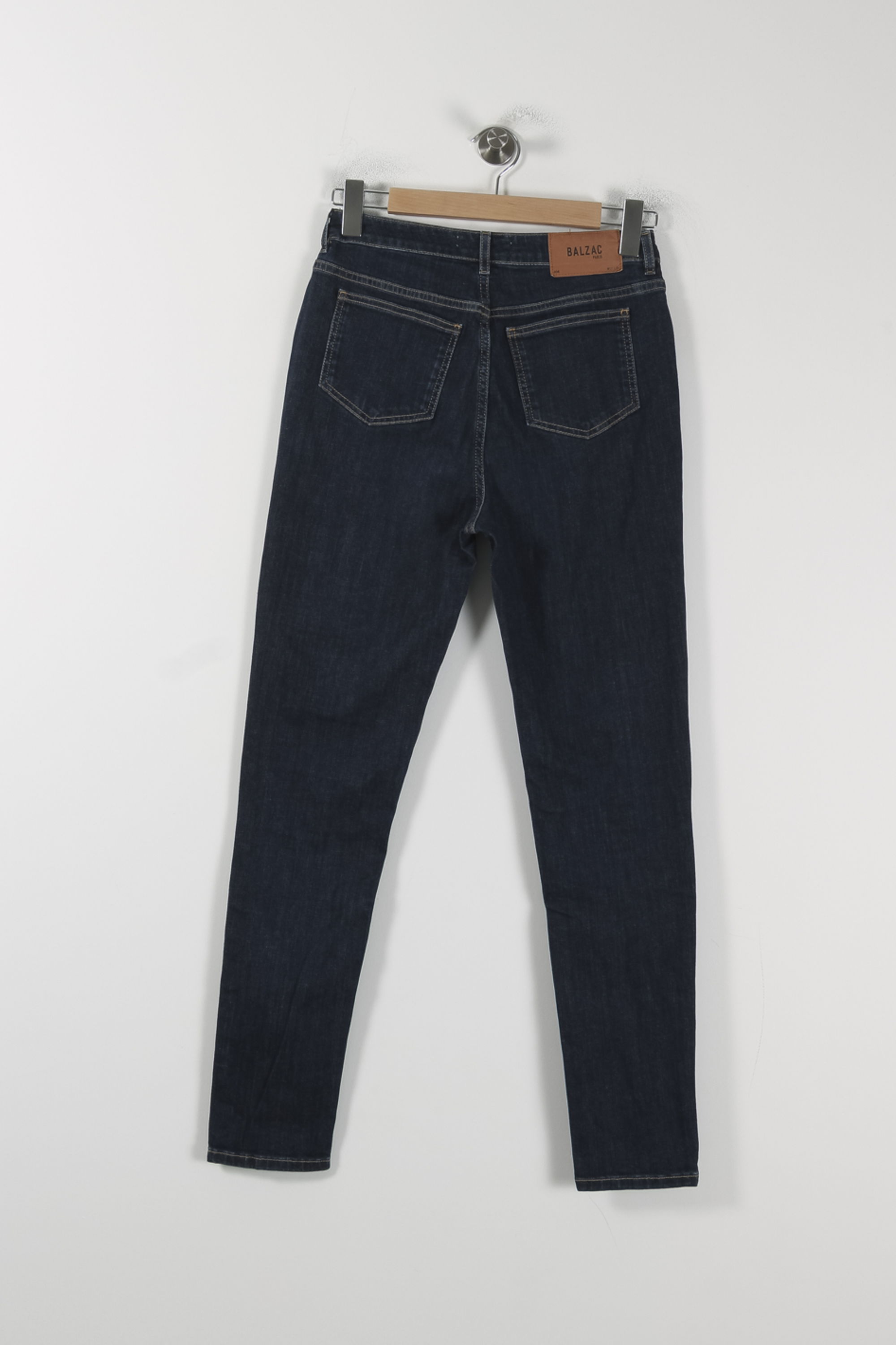 Cropped slim jeans with studs BALZAC PARIS - Seconde Main Blue