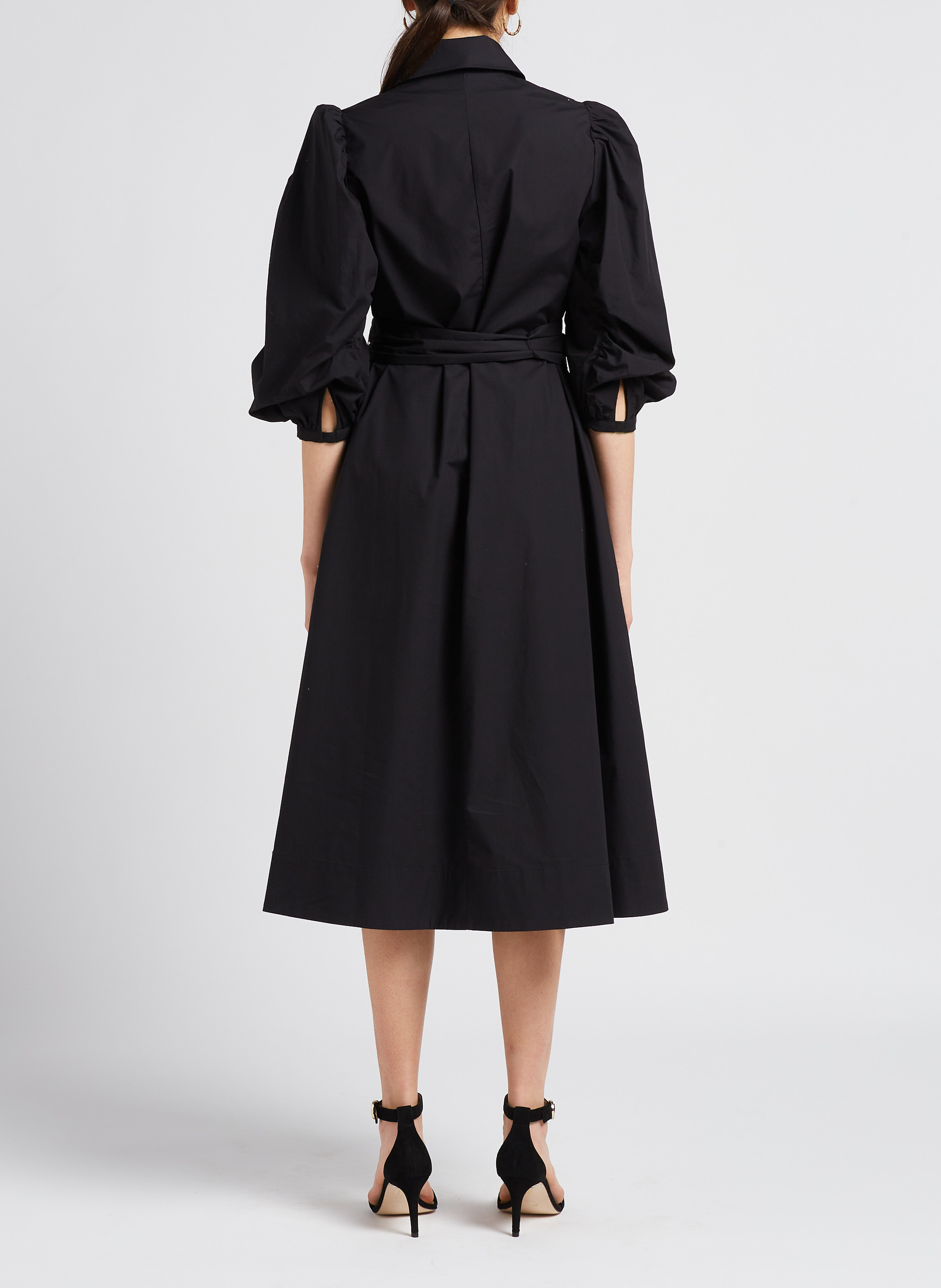 Lange jurk van 100% biokatoen met afneembare kraag KARL LAGERFELD Zwart