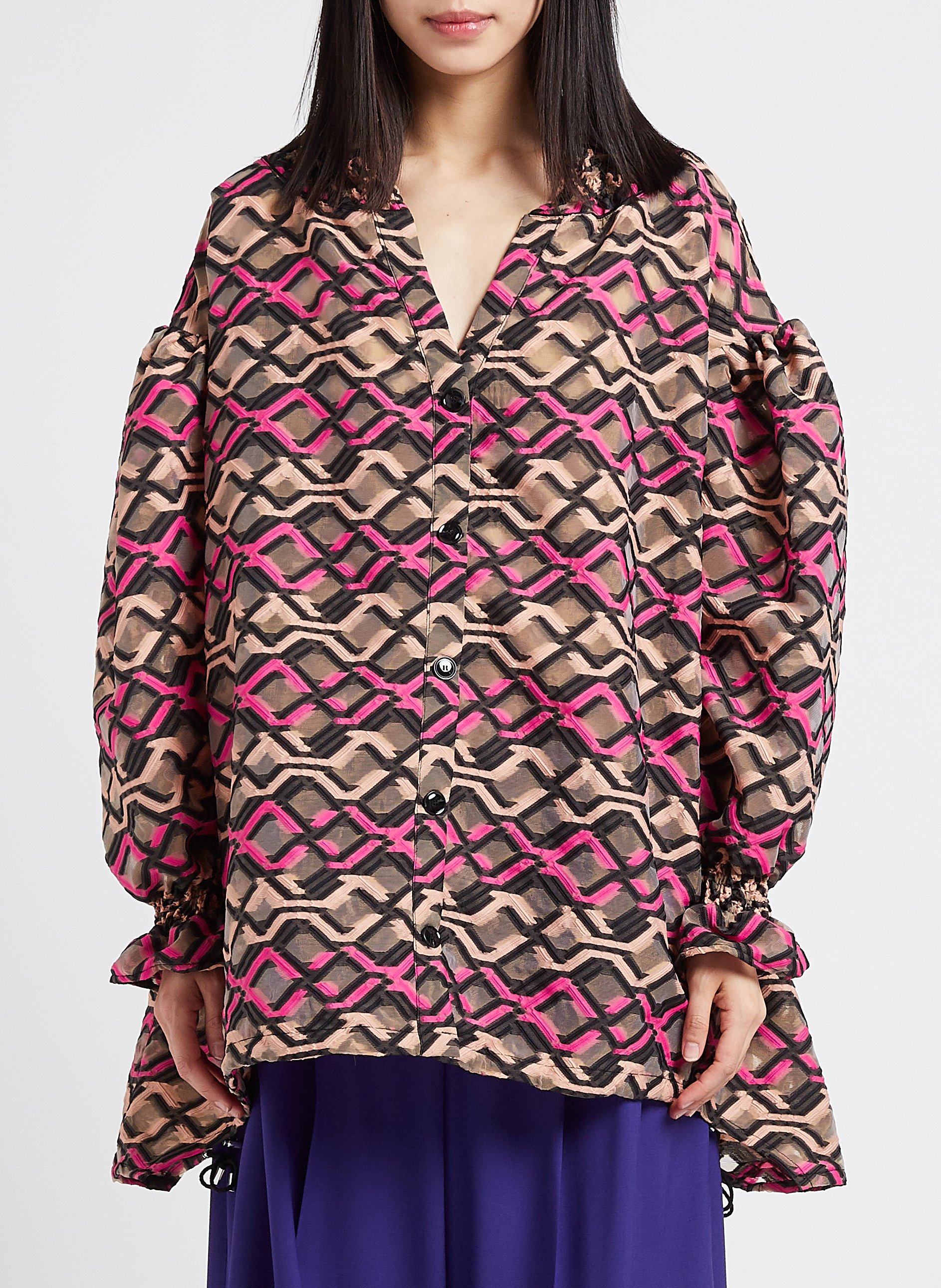 Oversized blouse met Tunesische kraag HEIMSTONE Bruin