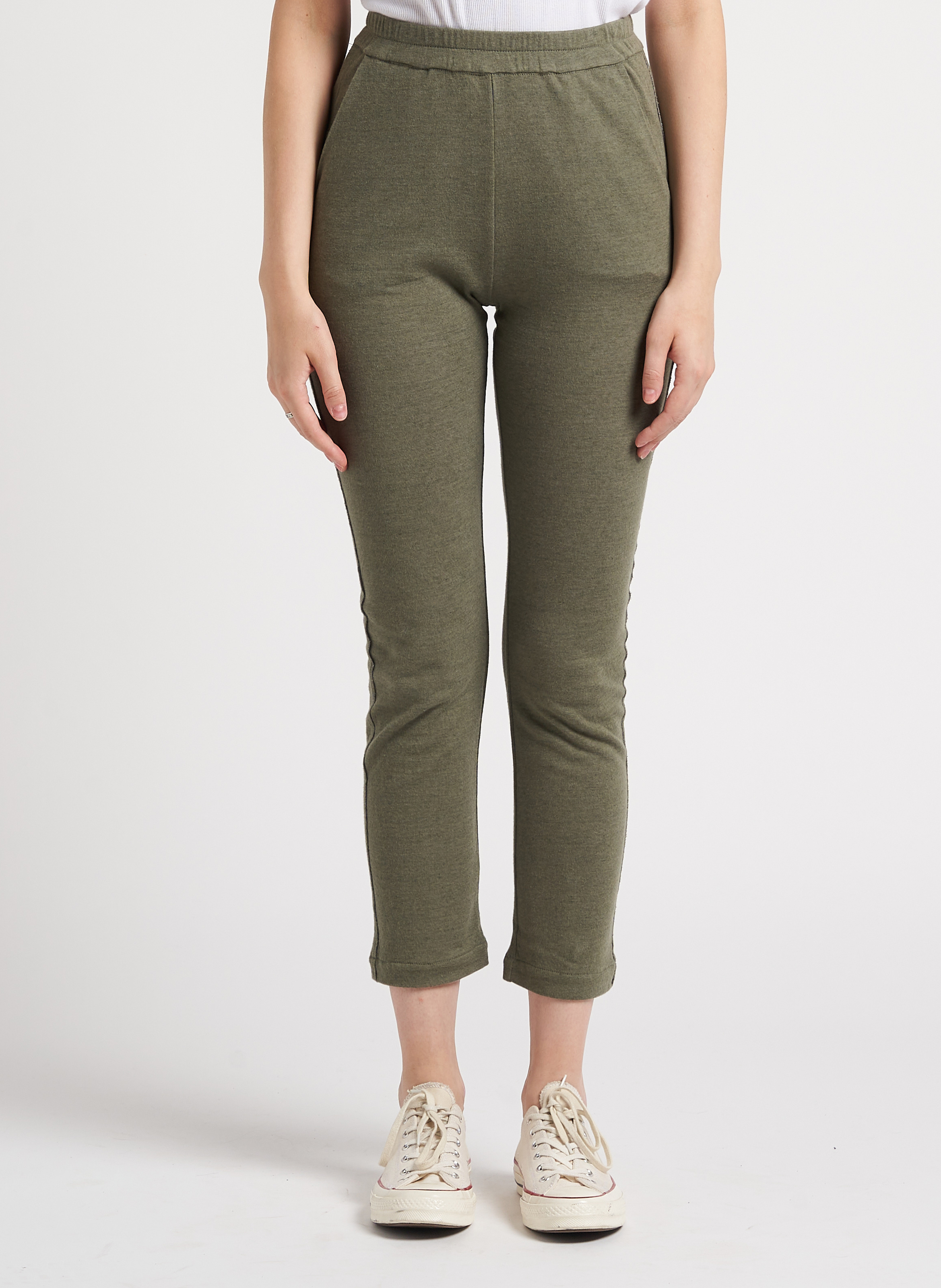 Straight-leg cotton-blend pants MAJESTIC FILATURES Green