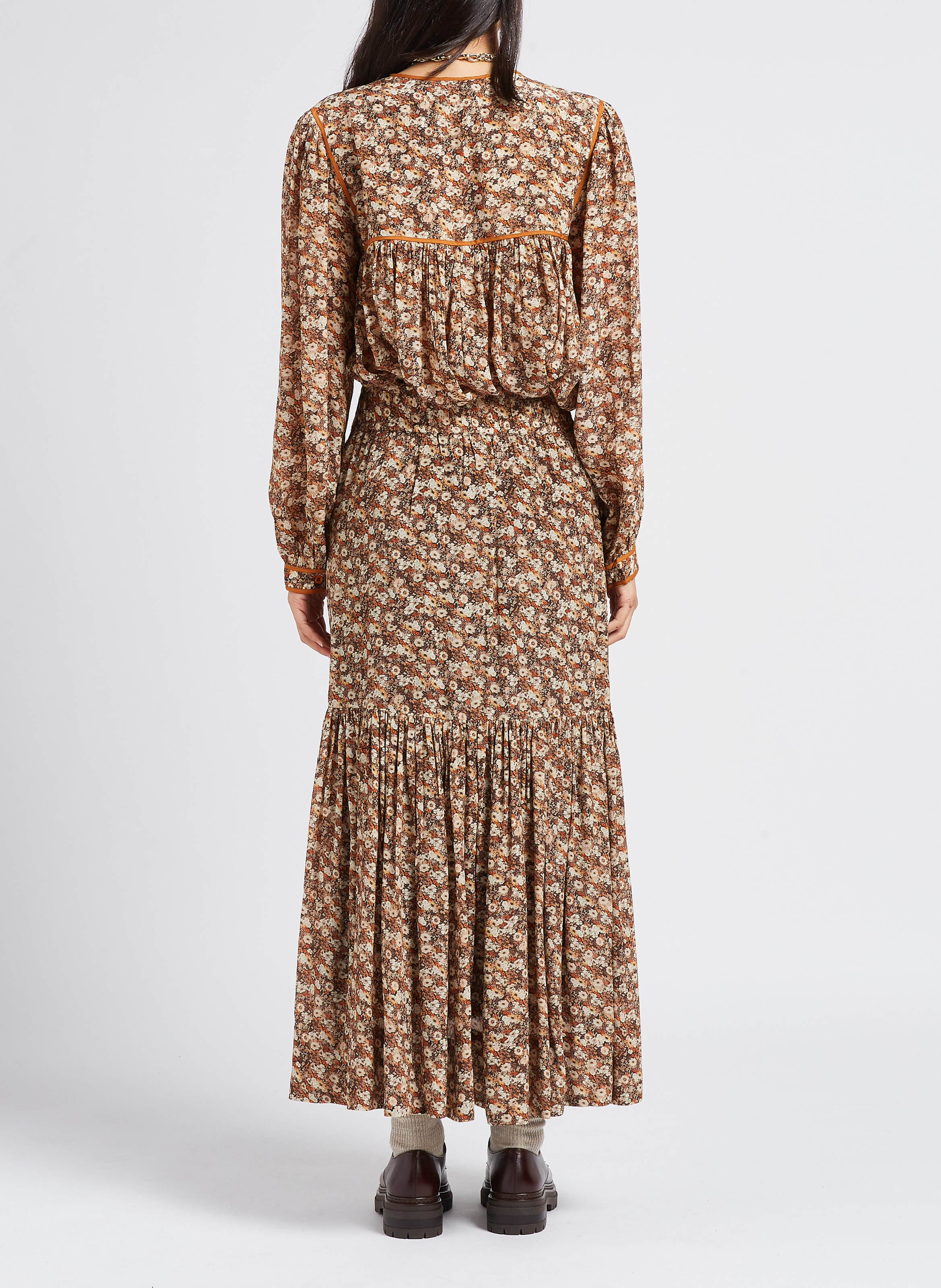 Jupe longue imprimée  SWILDENS Orange