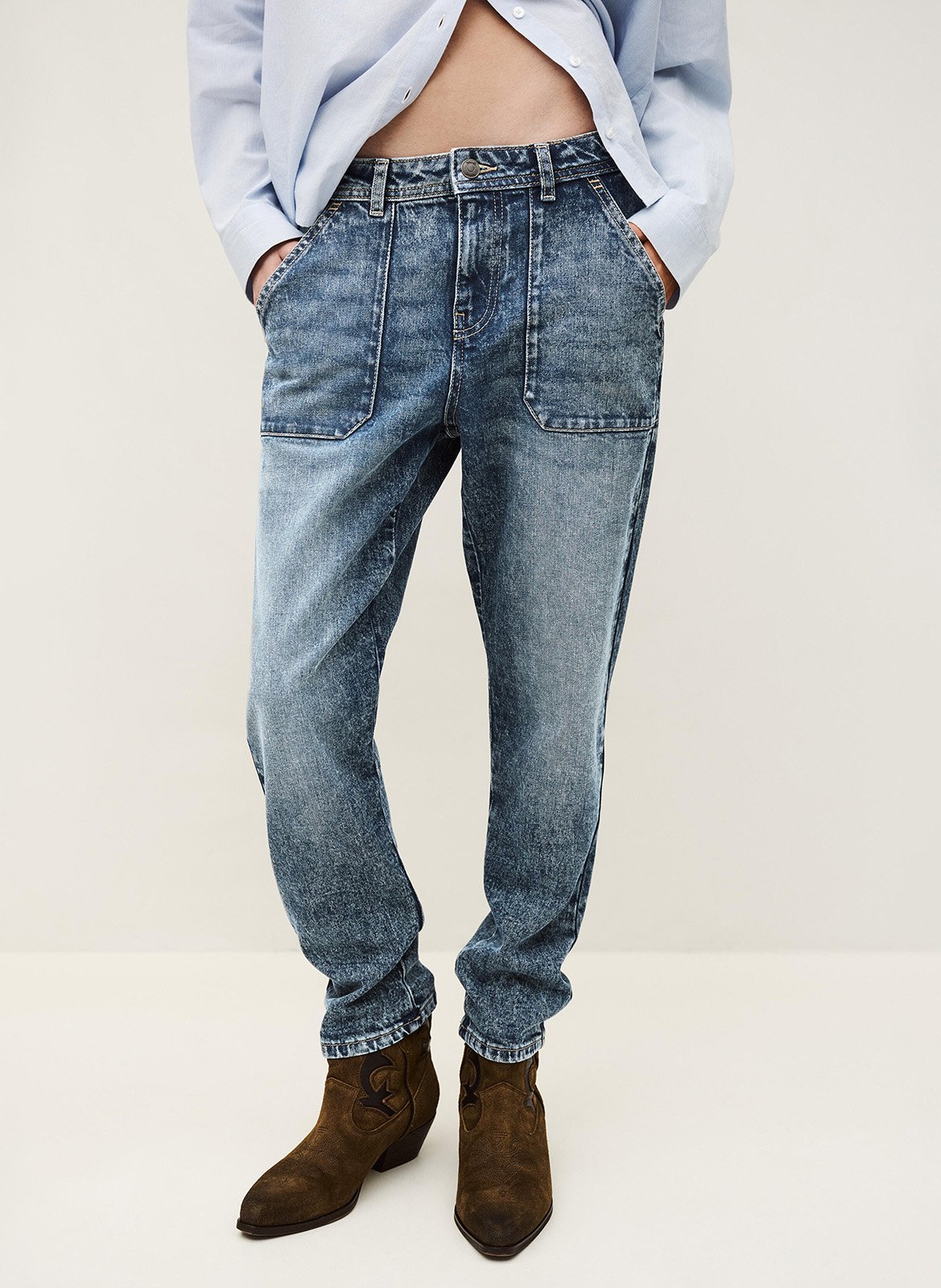 Jean droit en coton mélangé BA&SH Bleu