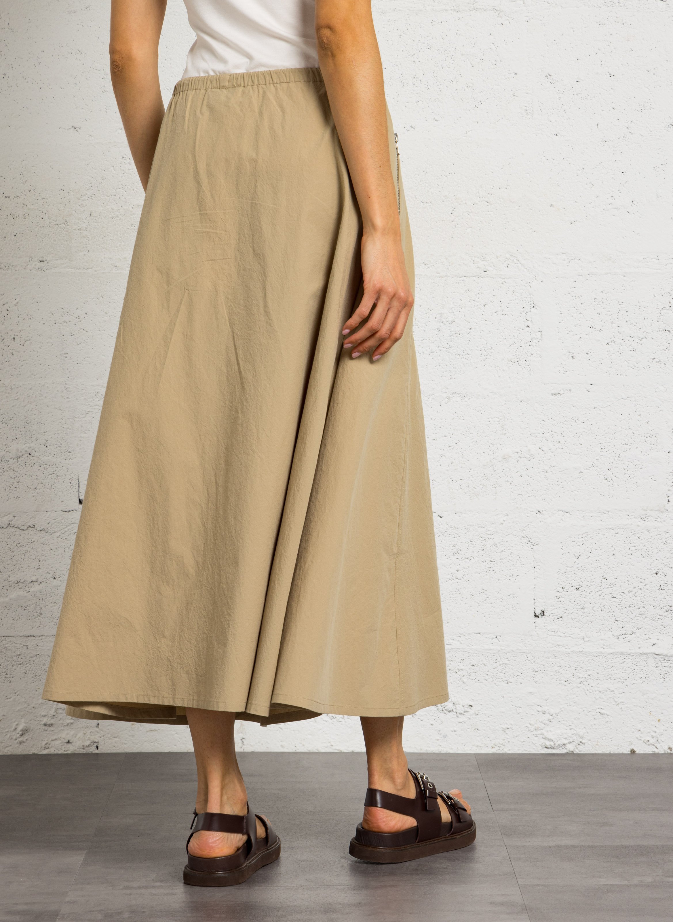 Flared cotton midi skirt BELLEROSE Beige
