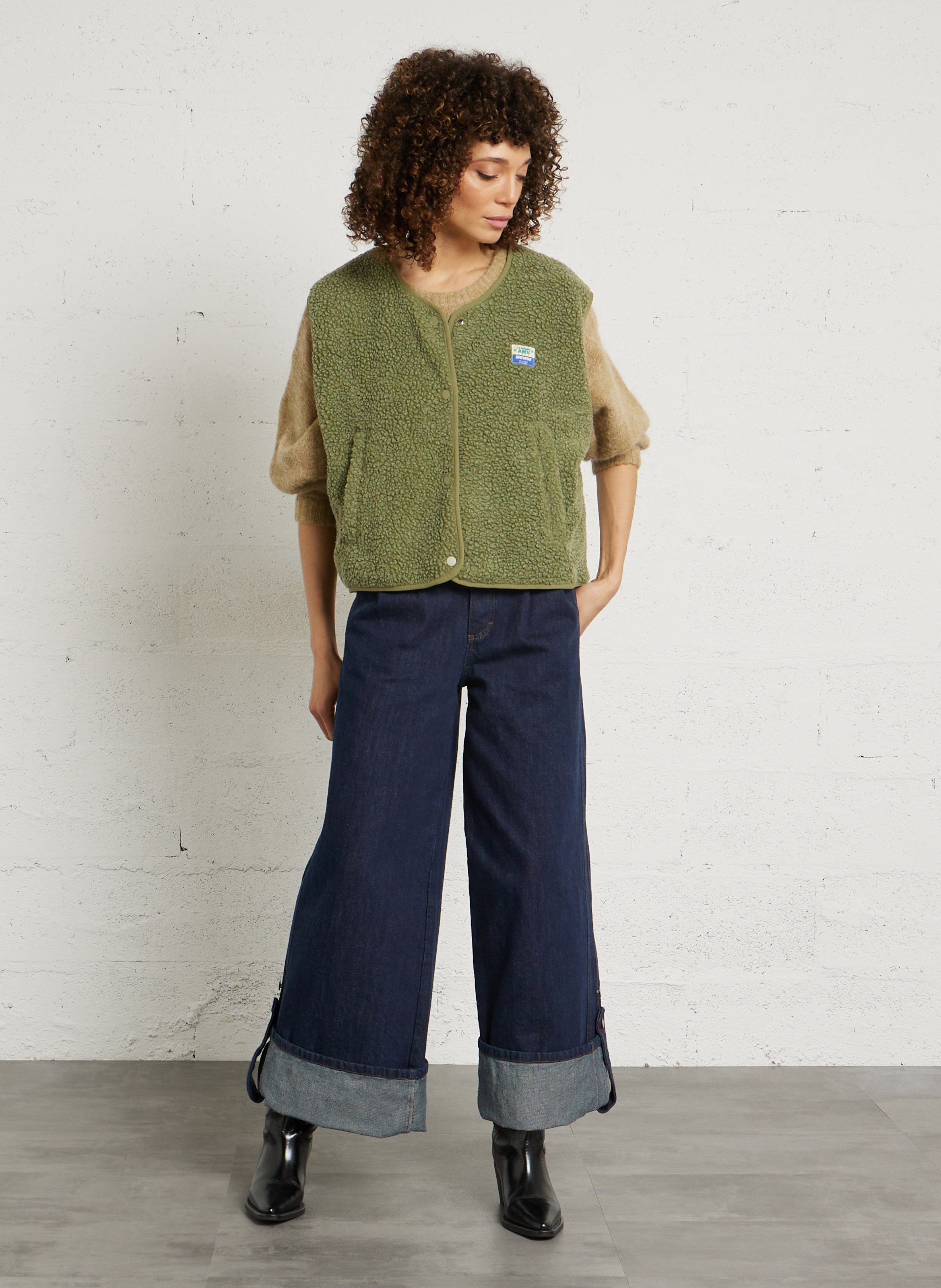 Gilet col rond molletonné sans manches AMERICAN VINTAGE Vert