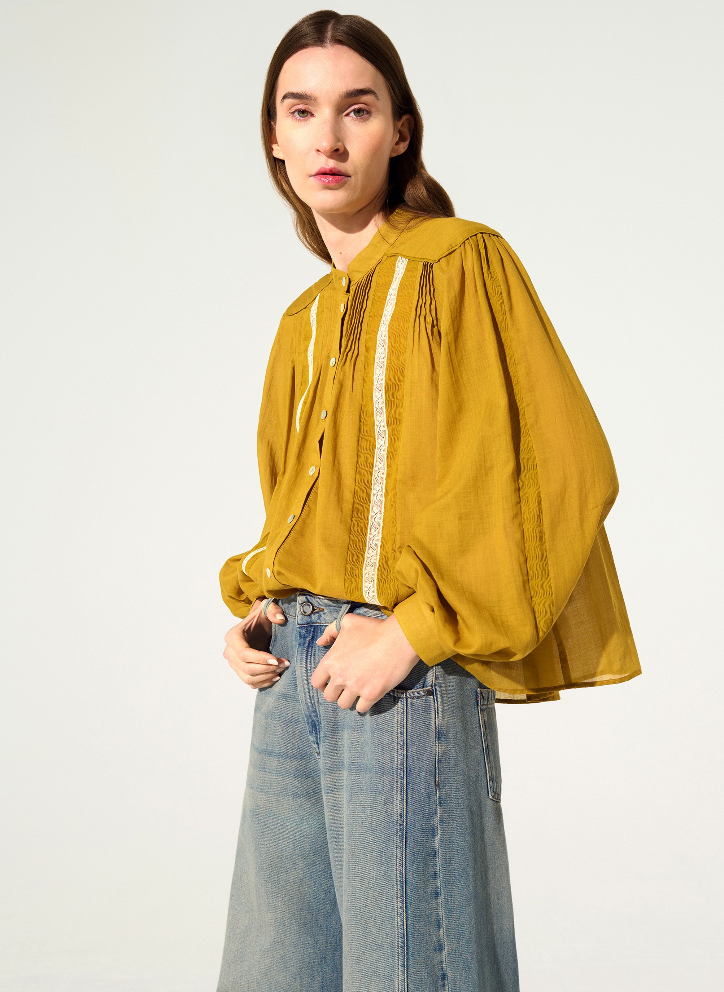 Round-neck cotton blouse COTELAC