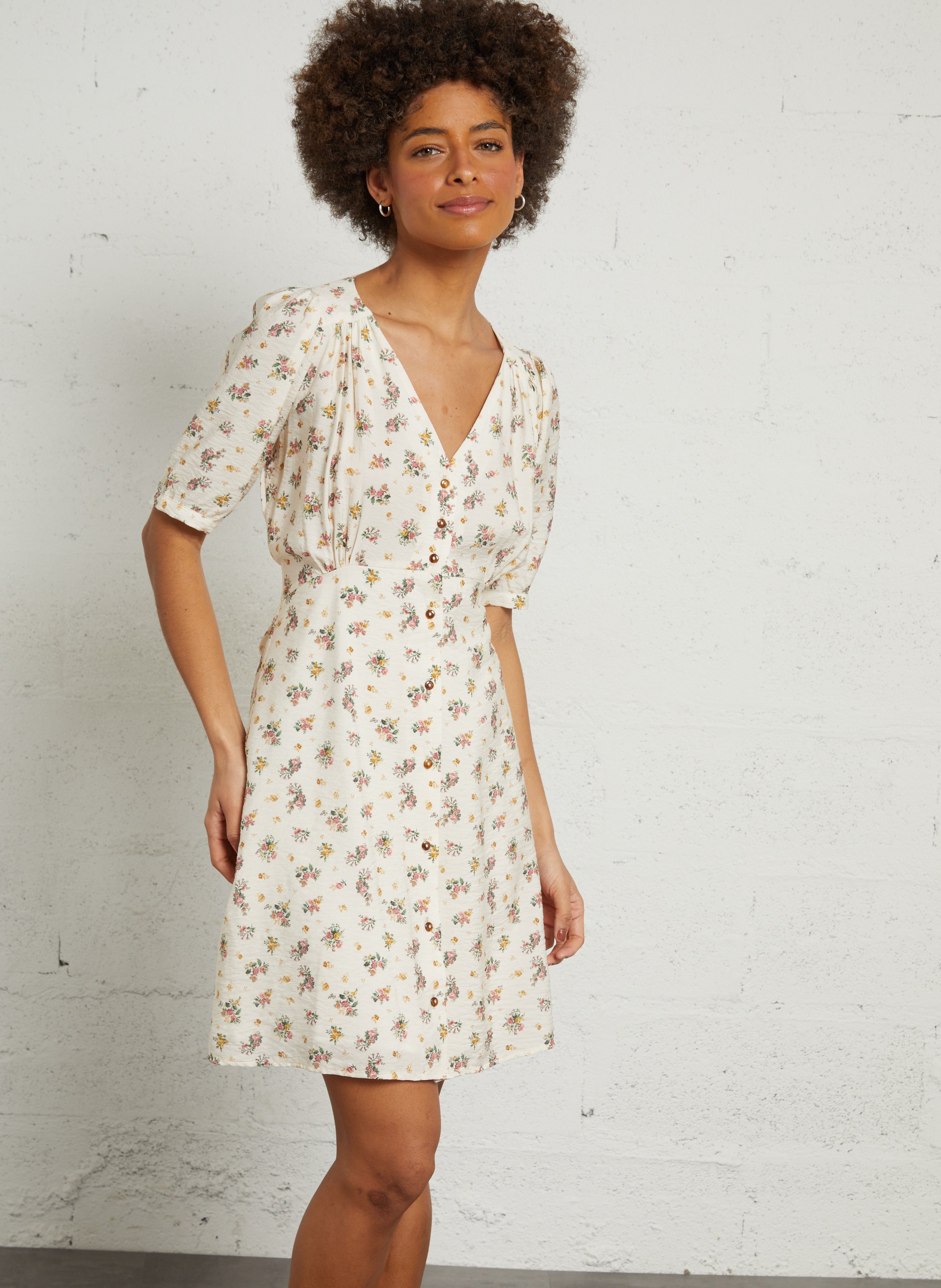 Kurzkleid aus Viskose-Mix EMILE ET IDA Beige