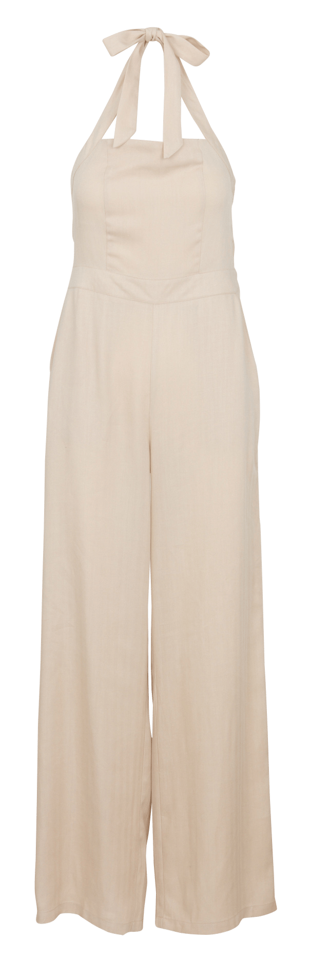 Wijde jumpsuit met hoge taille in soepelvallende stof. LA PETITE ETOILE Beige