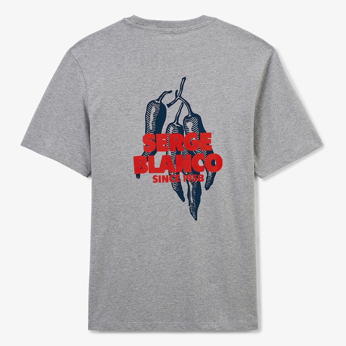 Round neck T-shirt with chili peppers printed on the back in cotton. SERGE BLANCO Grey