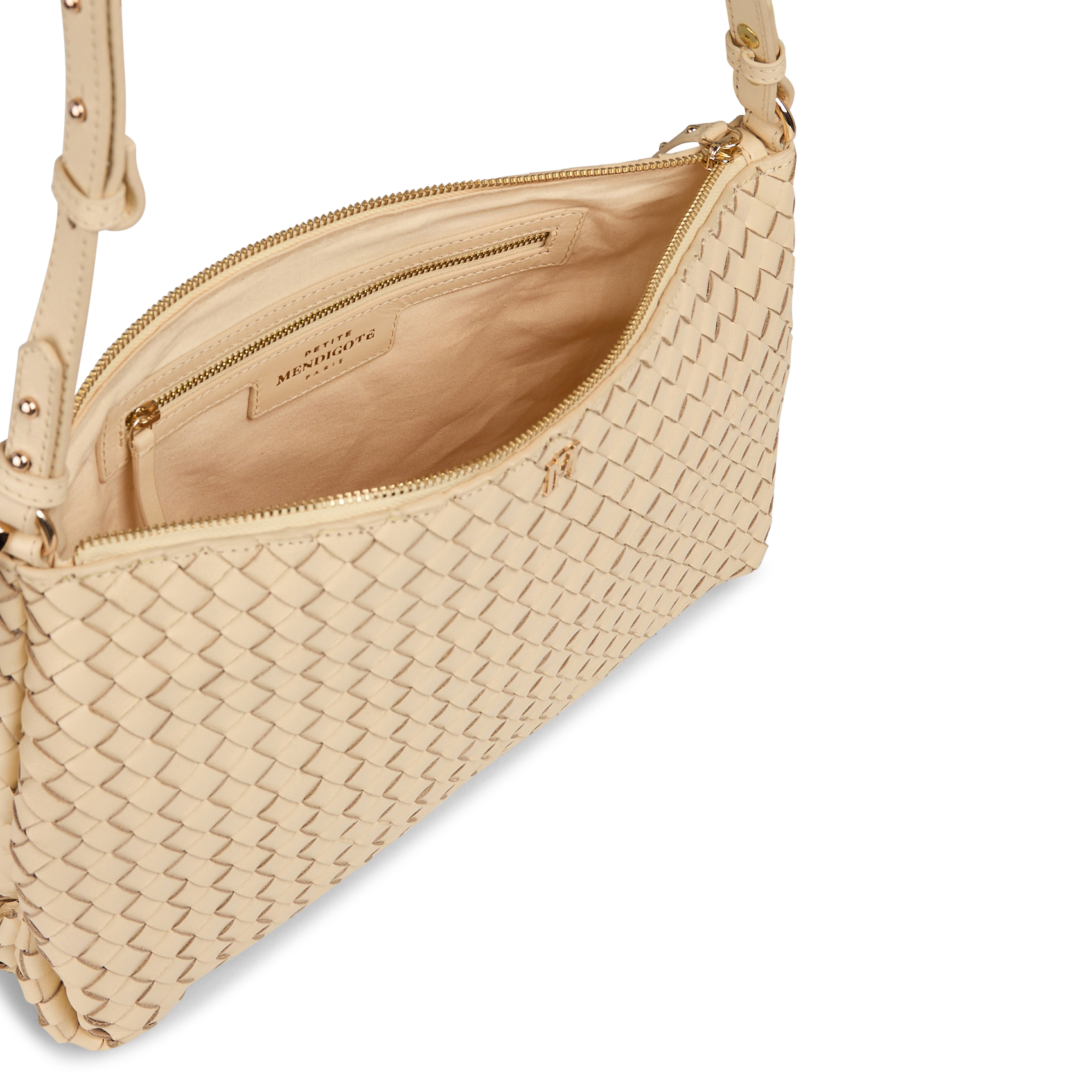 Braided leather shoulder bag PETITE MENDIGOTE Blue