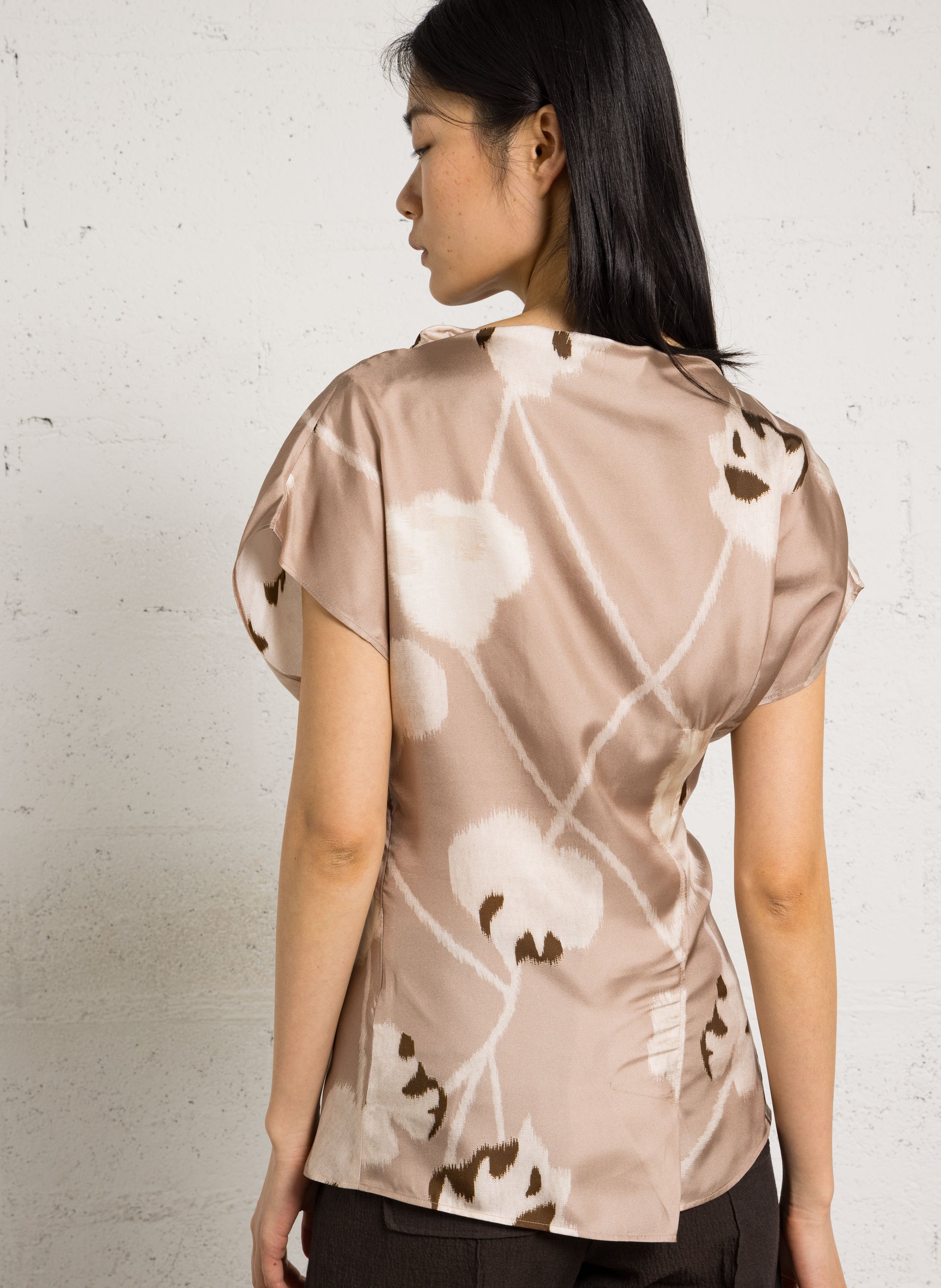 Top ajusté en soie SOEUR Beige