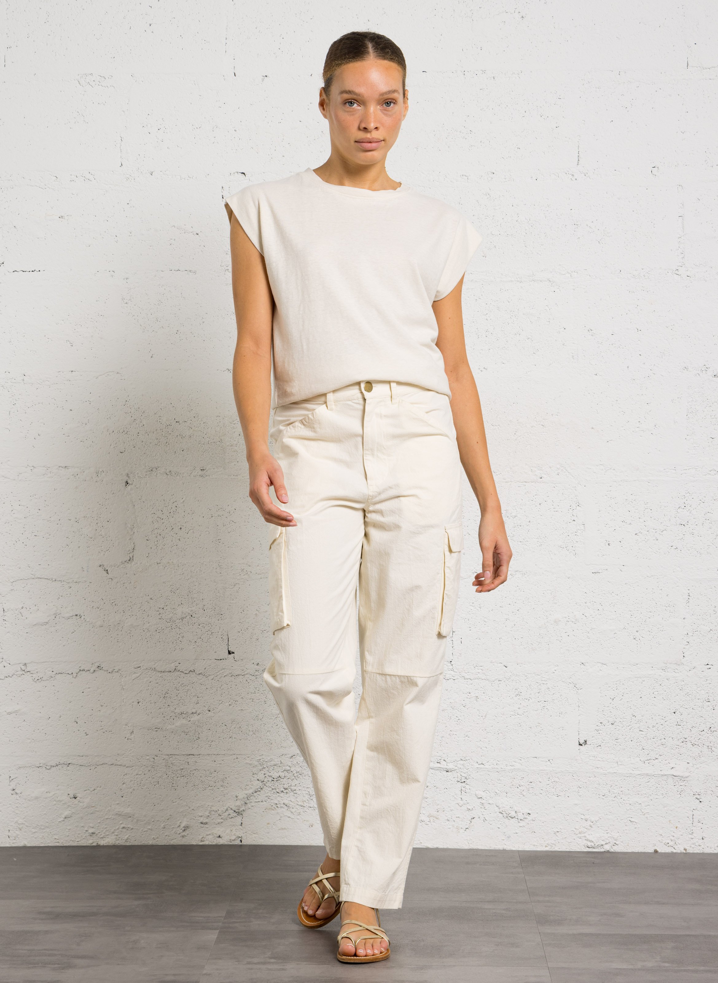 Cotton T-shirt MAISON 123 Beige