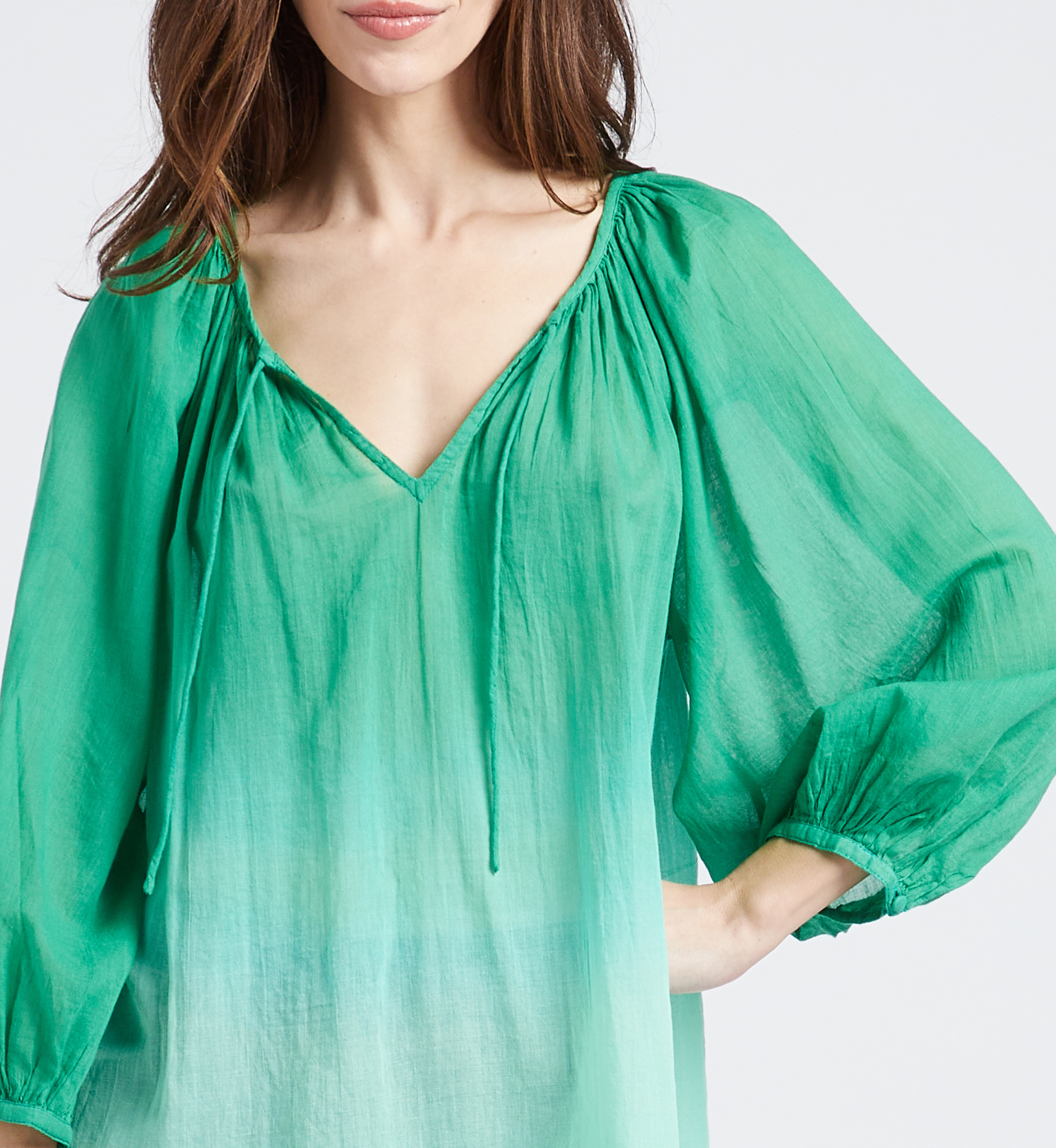 Blouse en coton transparente SWILDENS Vert