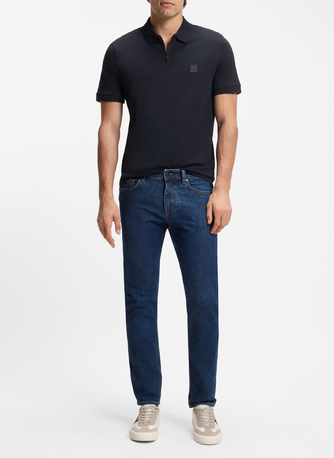 Polo slim-fit en coton mélangé BOSS Bleu