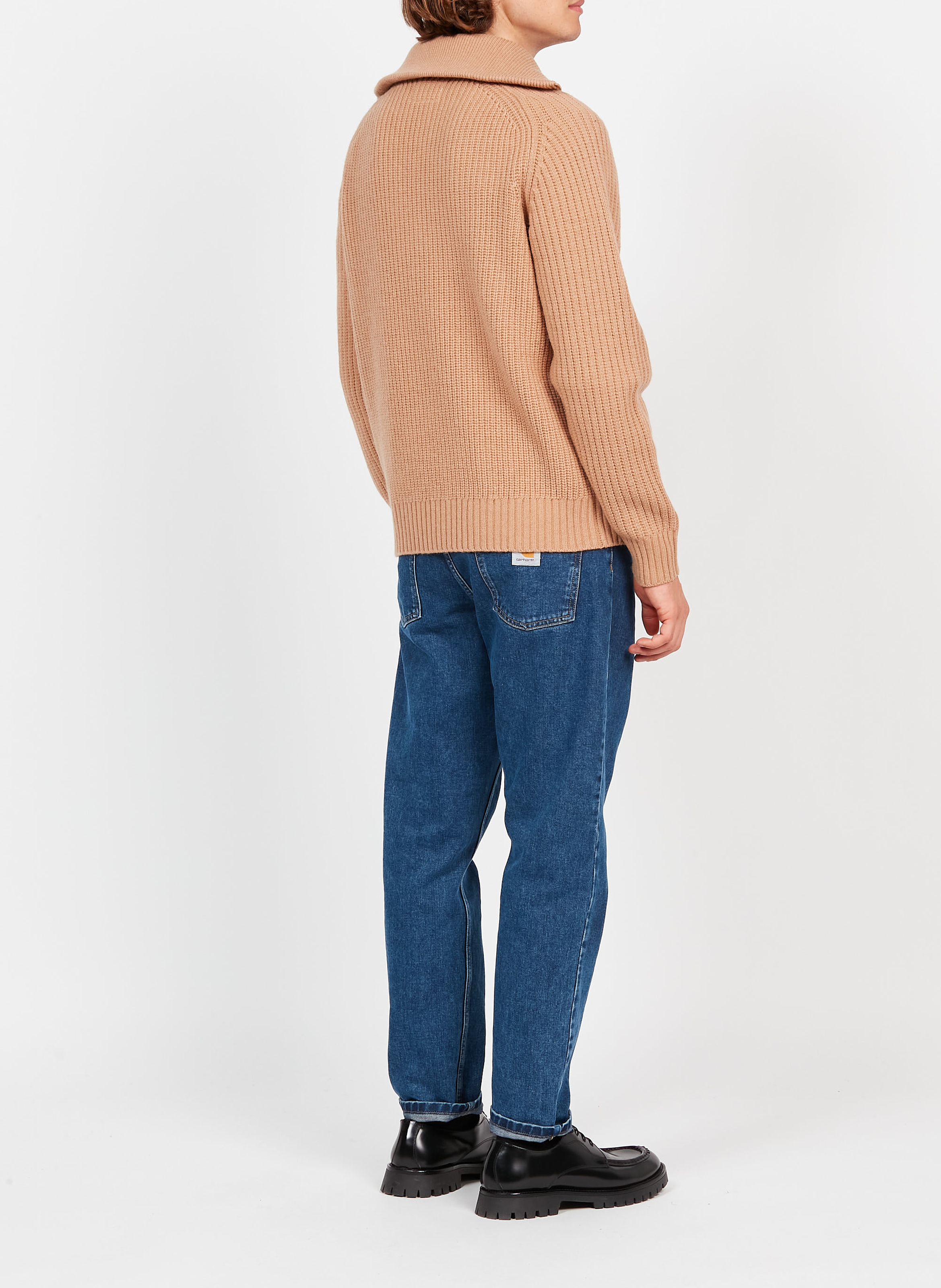 Wool sweater with zip-up high neck SAISON 1865 Brown