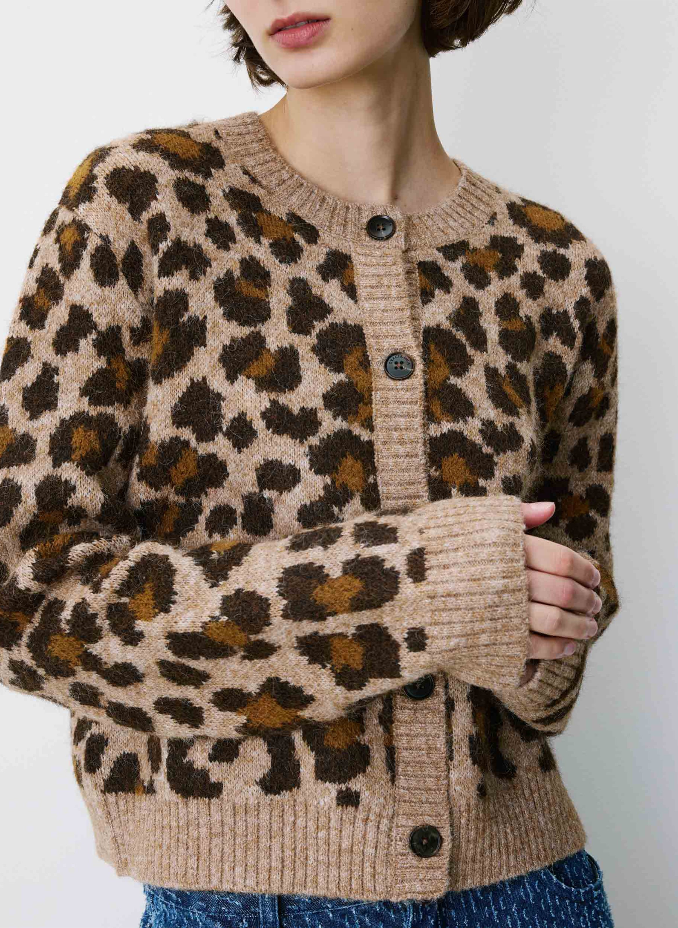 Cardigan droit imprimé GRACE ET MILA Marron