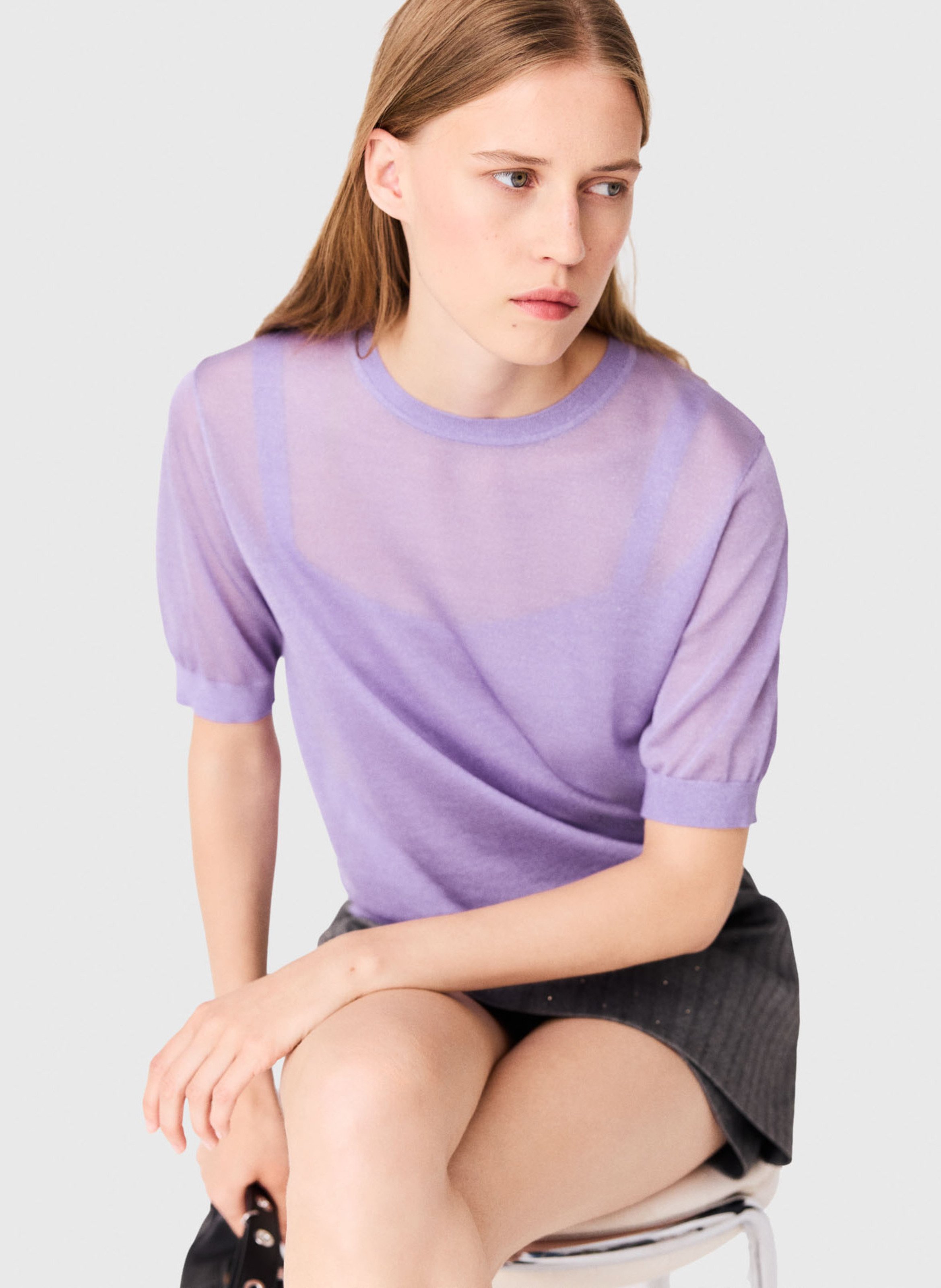 Metallic T-shirt MAJE Violet