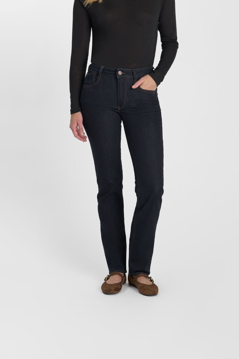 High-waisted straight push-up jeans, length 34 LE TEMPS DES CERISES Blue