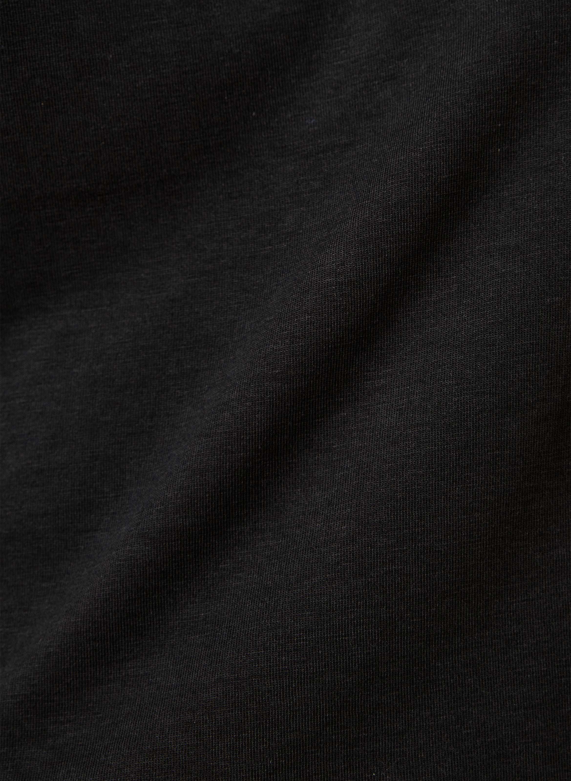 Round neck top with ruffles in two materials LA FEE MARABOUTEE Black