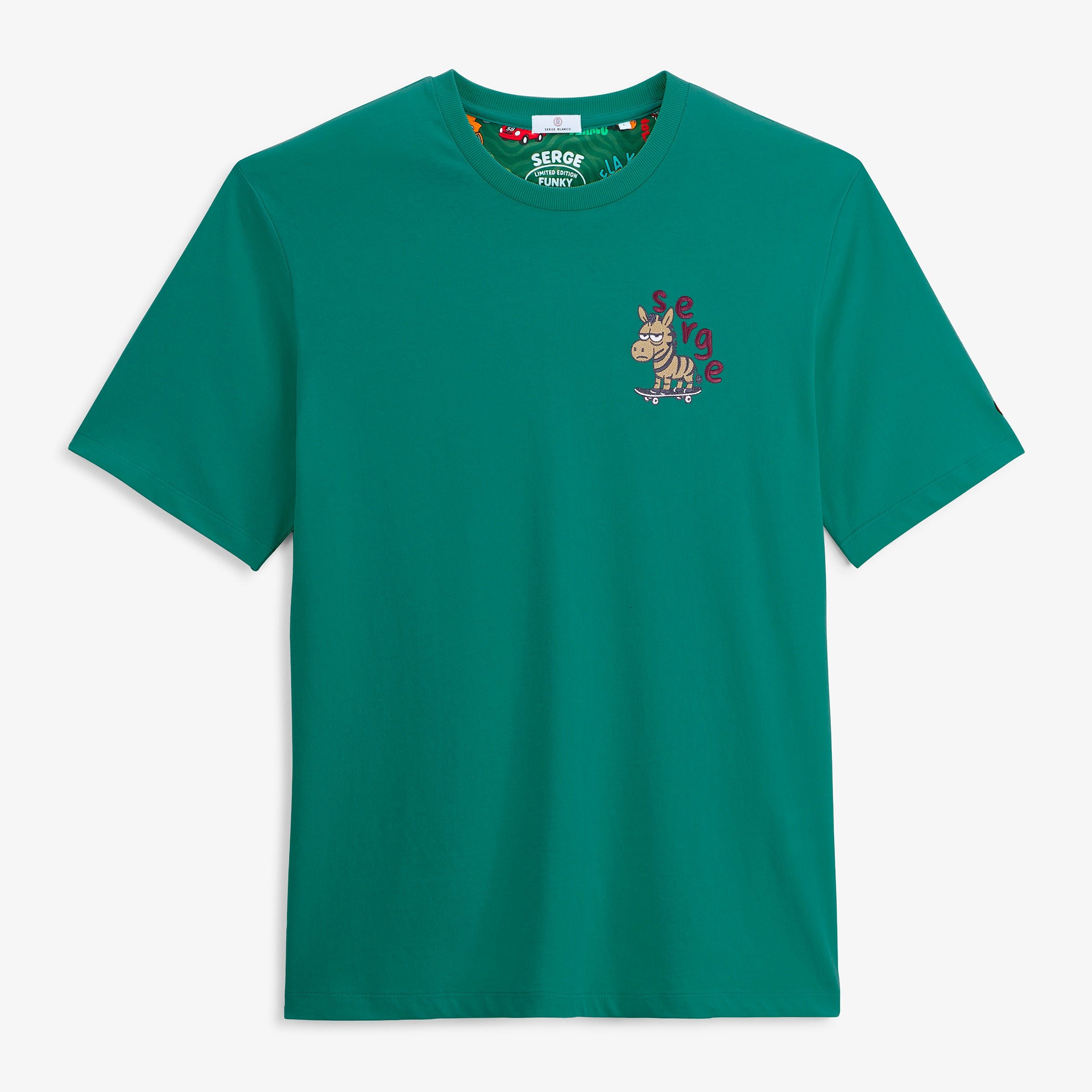 Short-sleeved t-shirt with embroidered Thor design in green. SERGE BLANCO Green