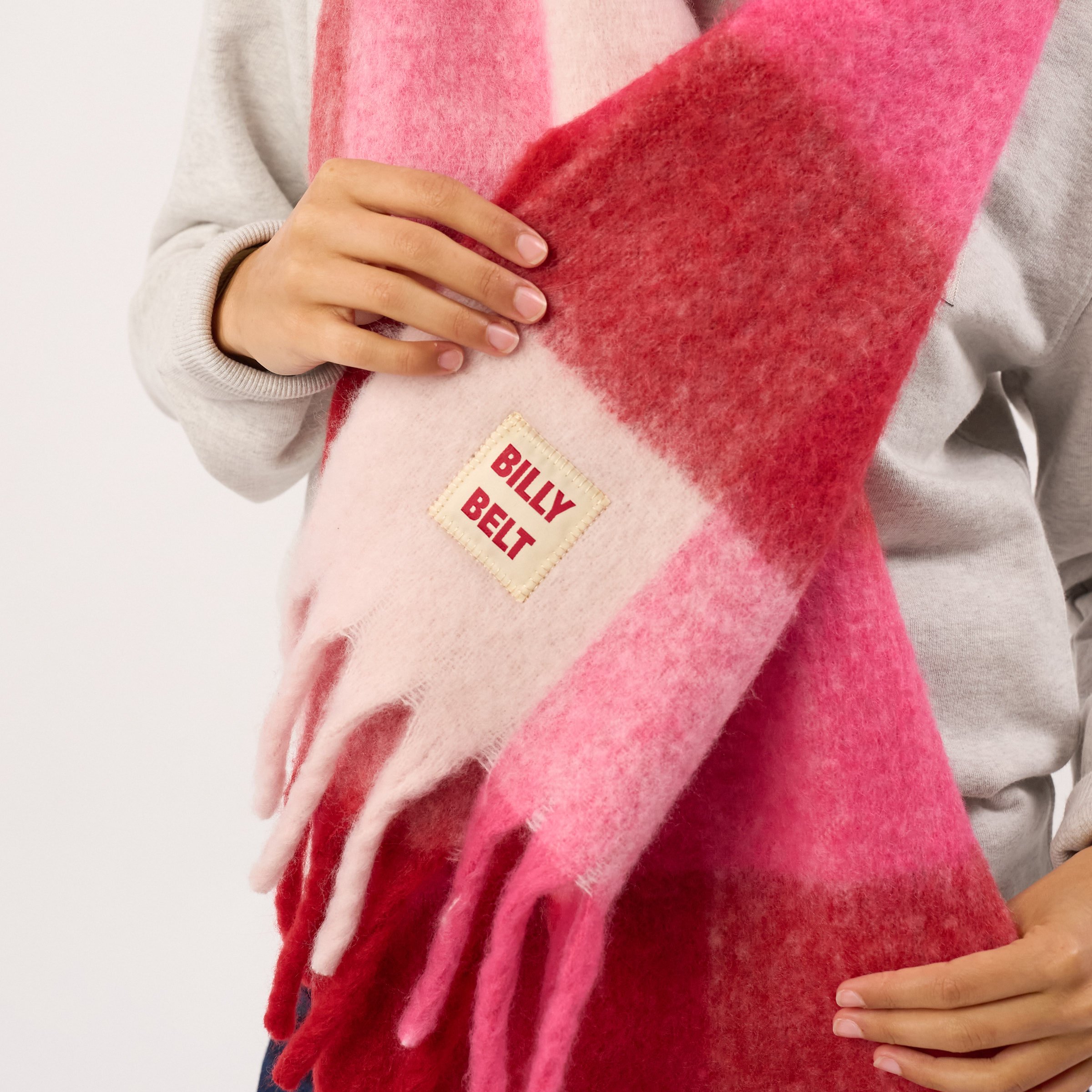 Wide wool scarf BILLYBELT Pink