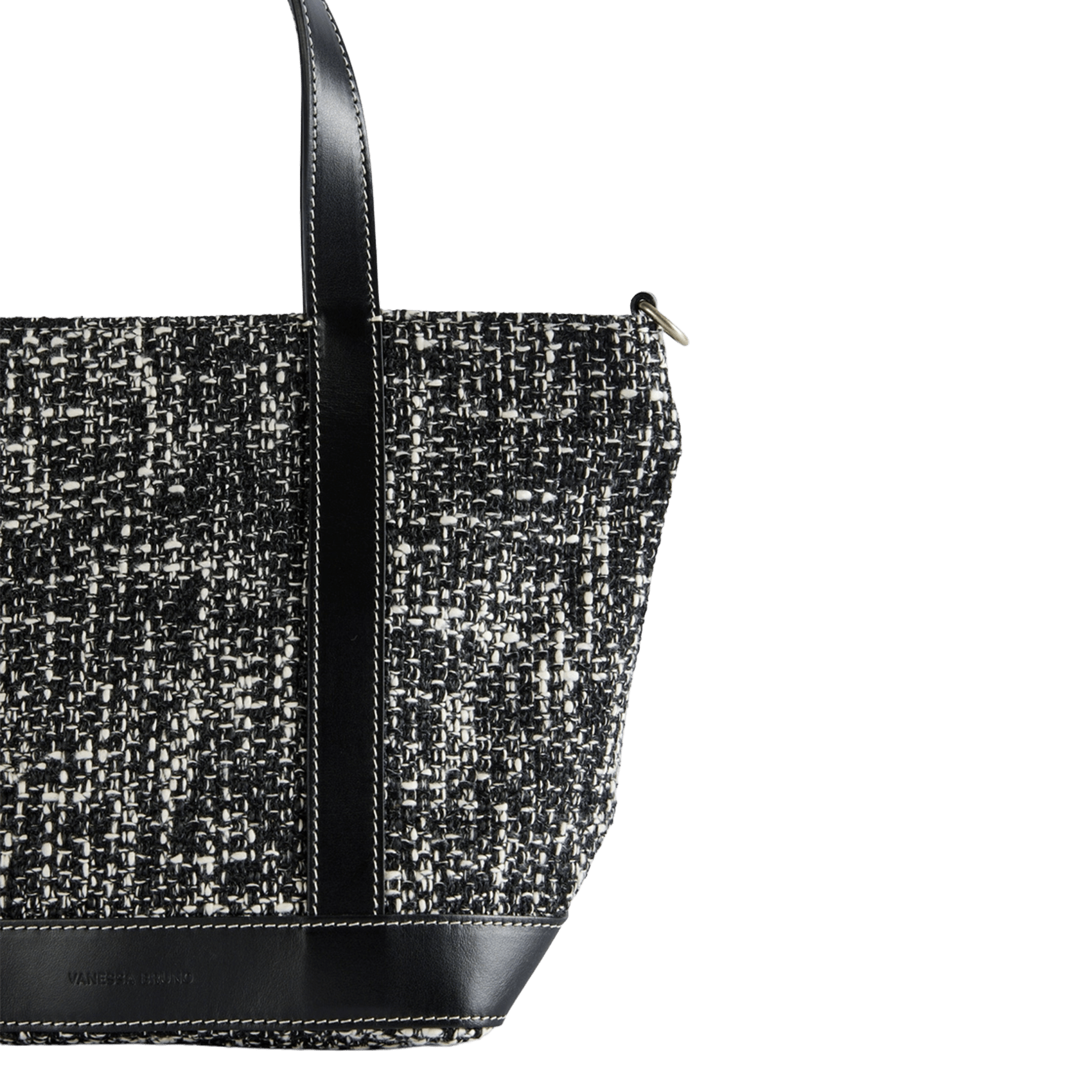 Zipped tweed tote bag VANESSA BRUNO White
