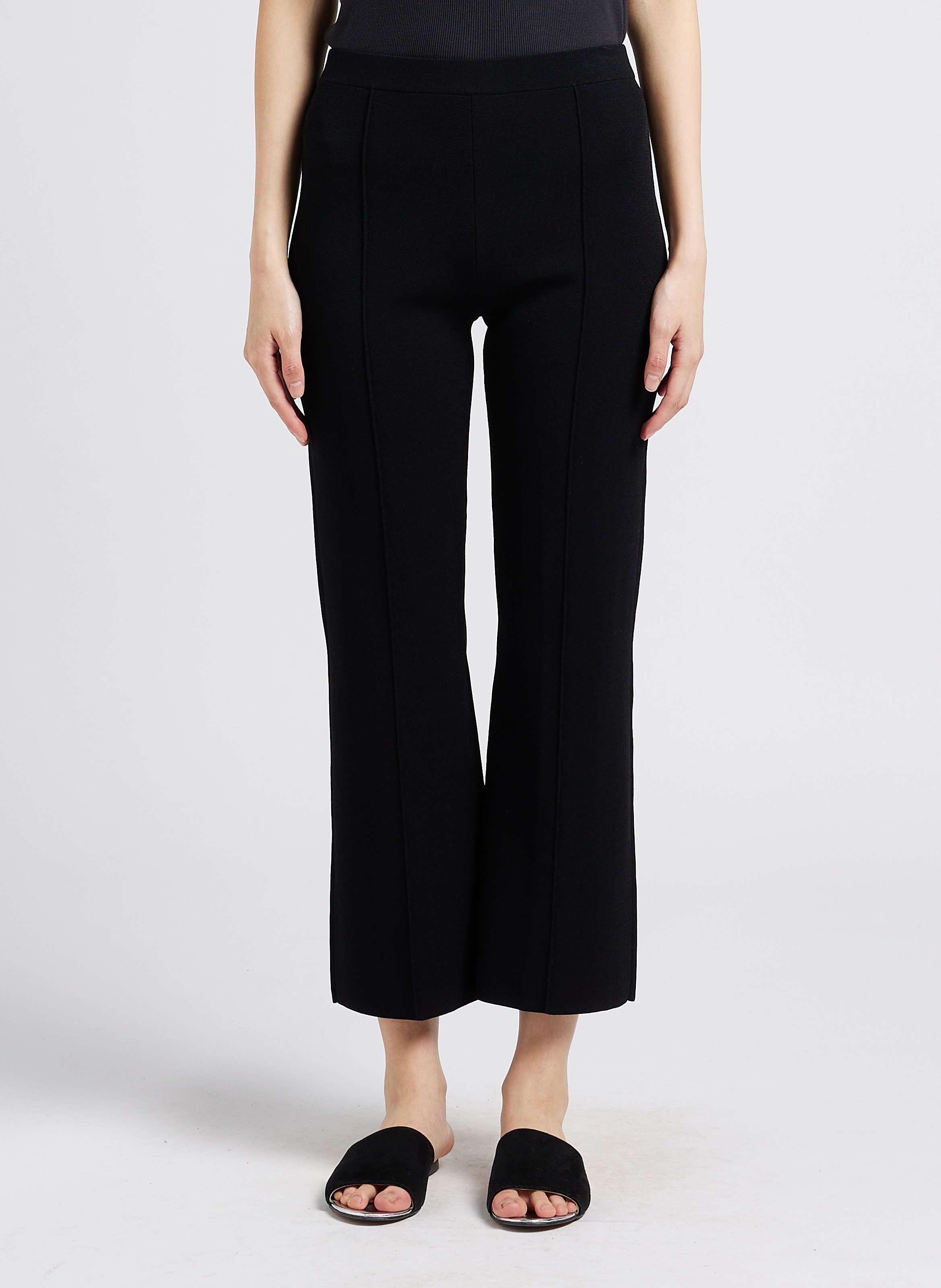 Wijde broek van stretchstof THEORY Zwart