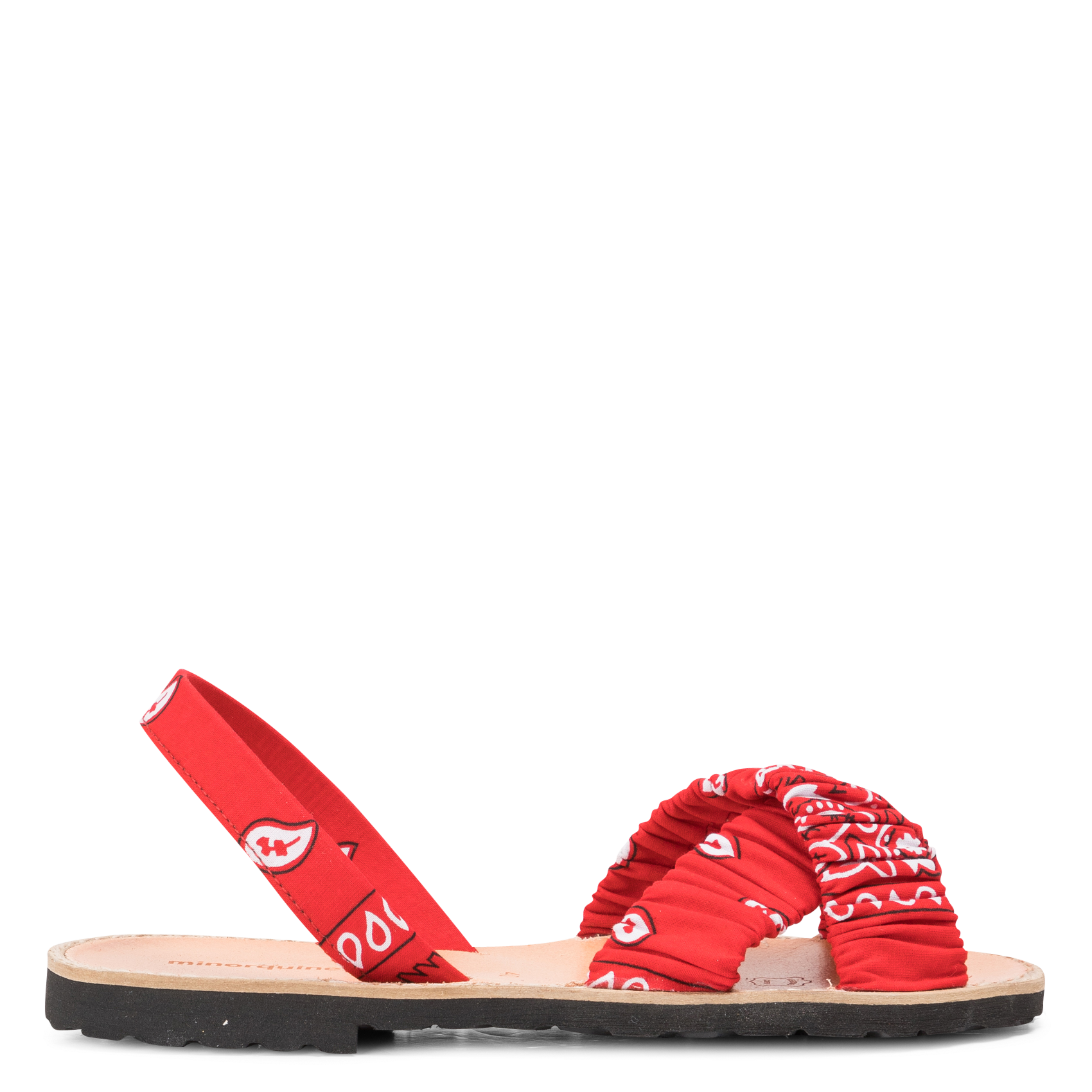 Sandales plates en toile imprimée MINORQUINES Rouge