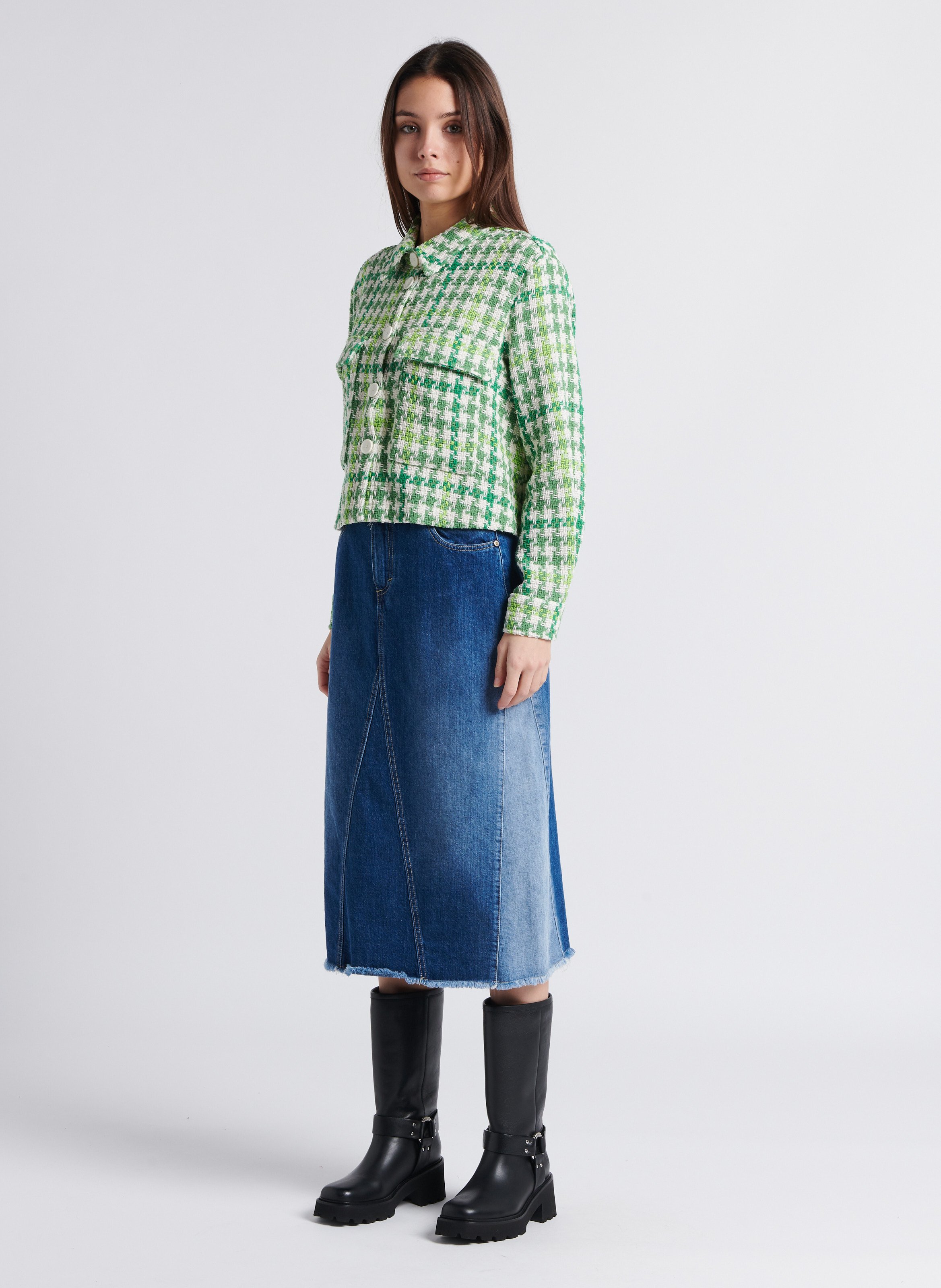Flared cotton midi skirt PLEASE Blue