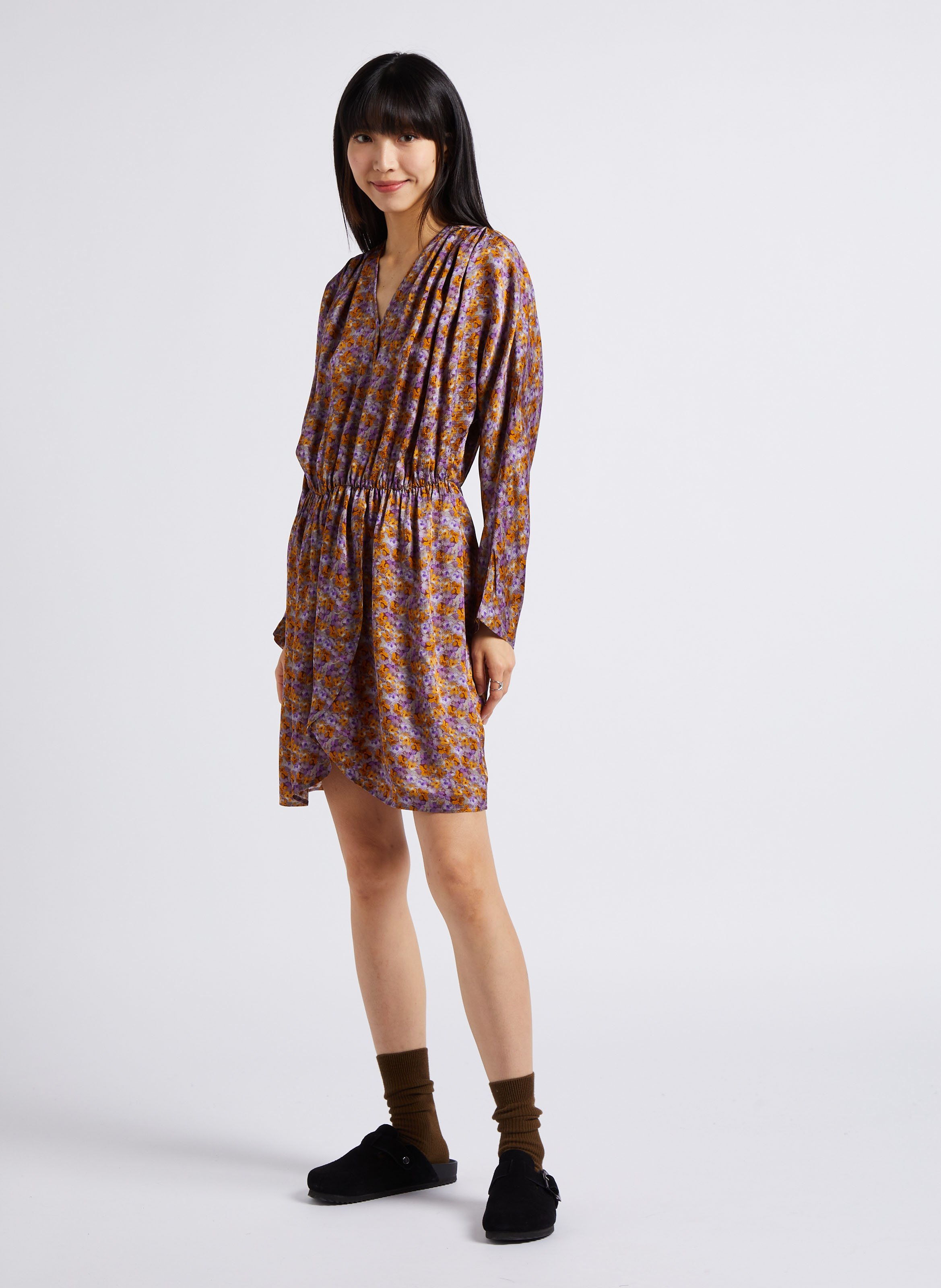 V-neck fitted midi dress ATTIC AND BARN Purple