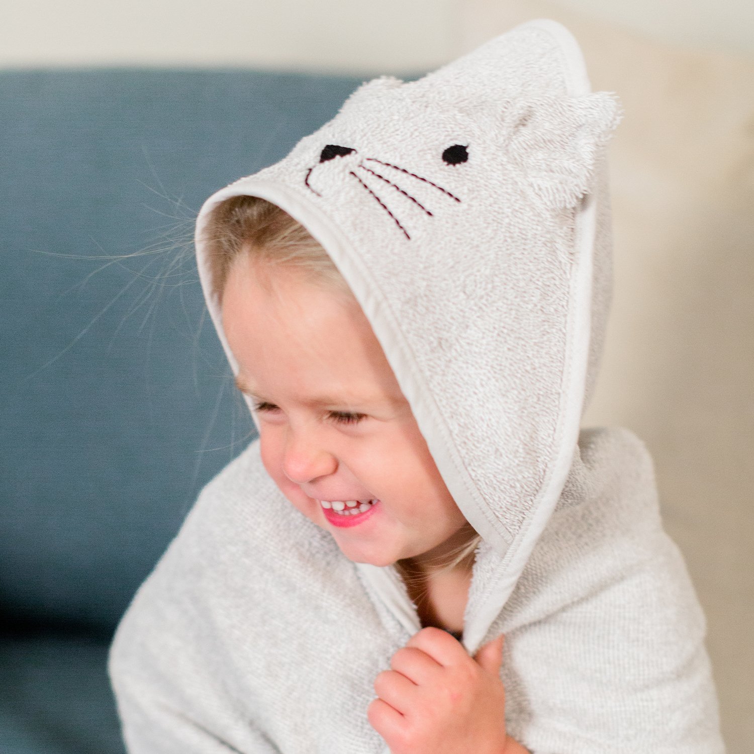 Cotton cat bath cape KINDSGUT Pink