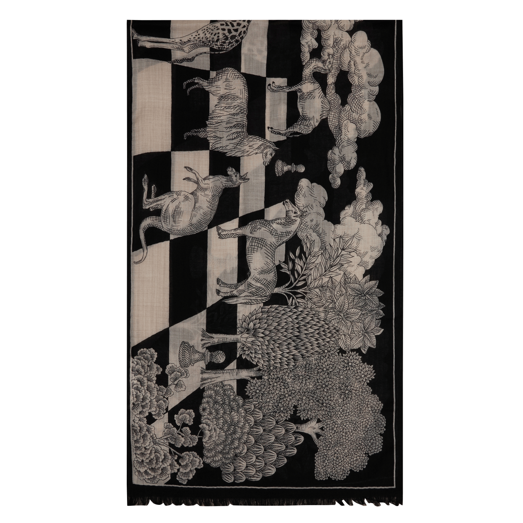 Bedruckter Wollfoulard INOUI EDITIONS Schwarz