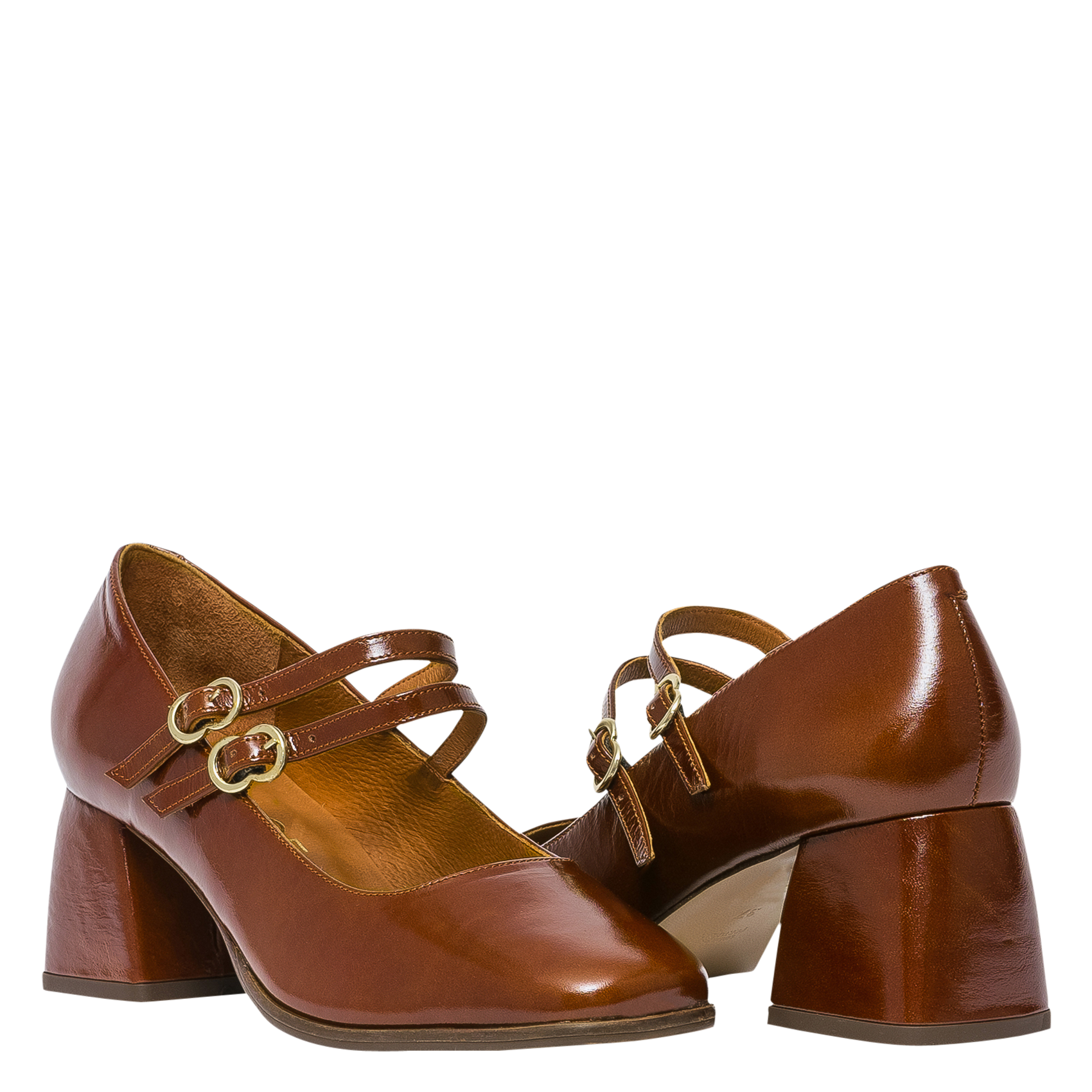 Heeled patent leather Mary Janes BOCAGE Brown