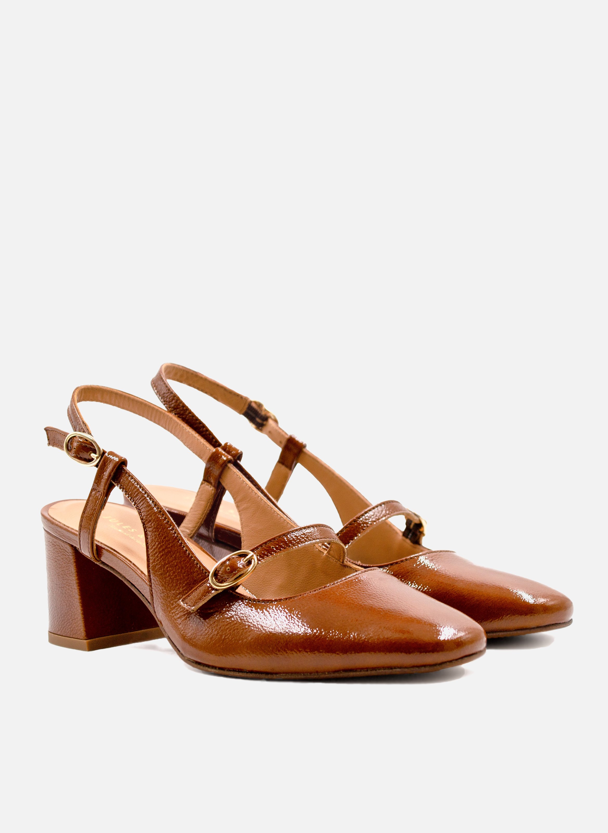Patent leather slingbacks JULES & JENN Brown