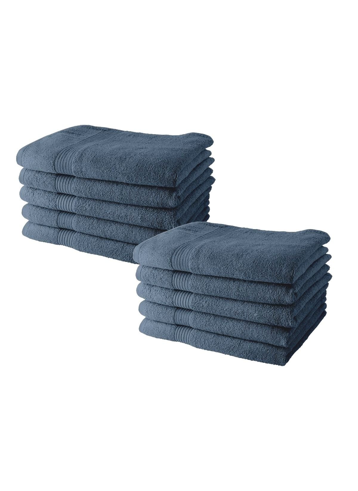 Set of 10 cotton bath towels TODAY LINGE DE MAISON Blue