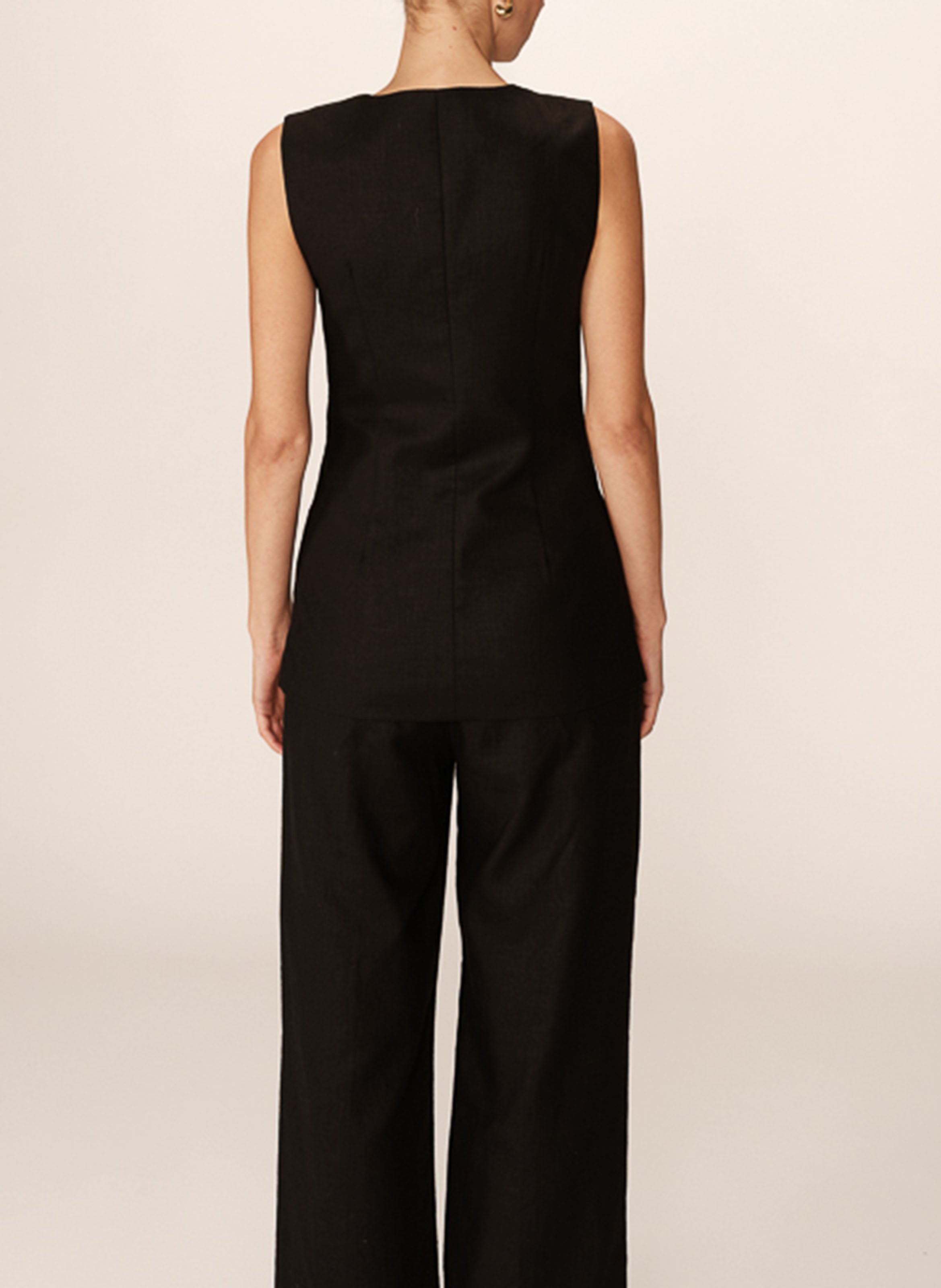 Linen-blend tailored cardigan Black