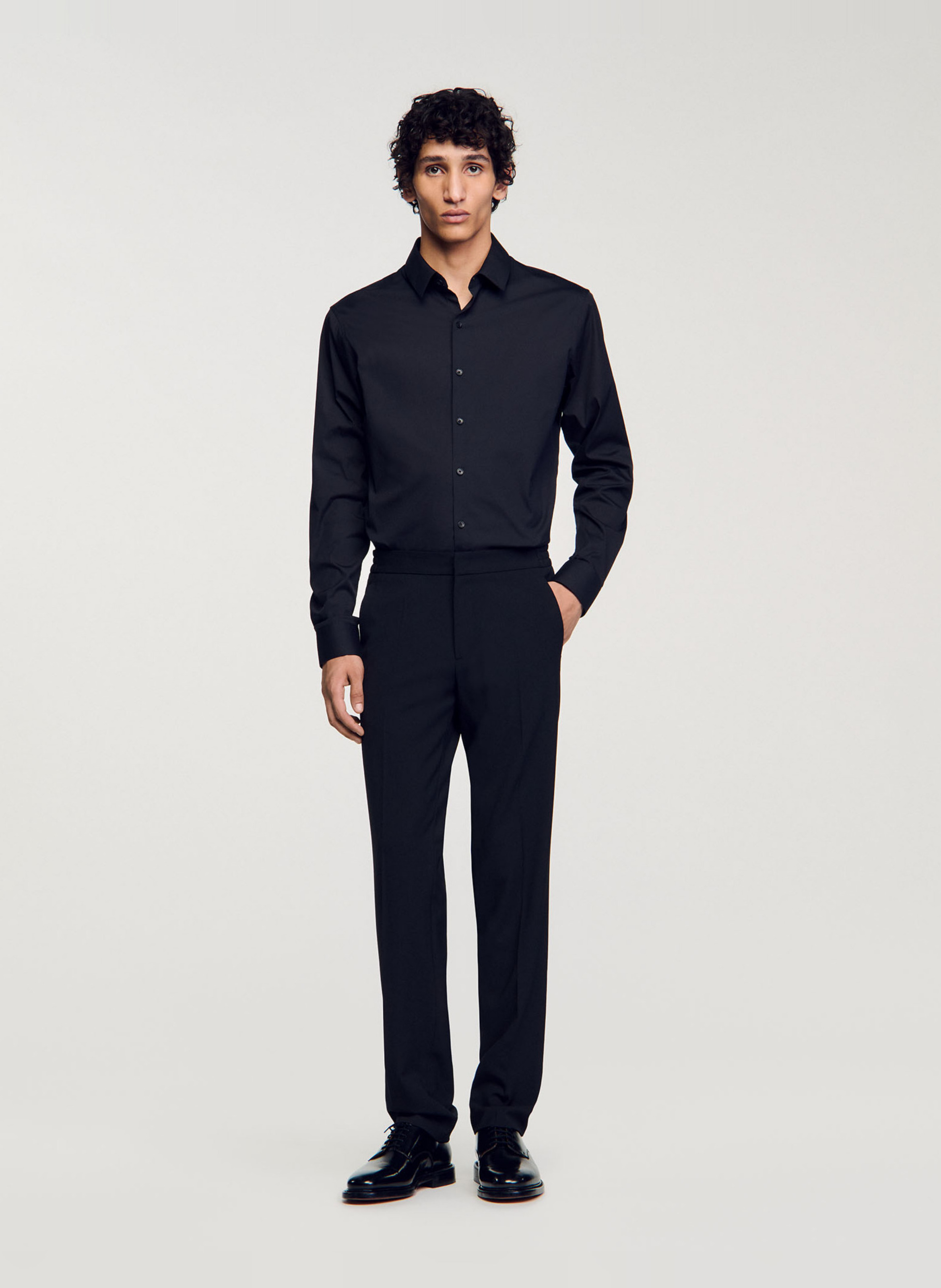 Chemise slim-fit en coton stretch SANDRO Noir