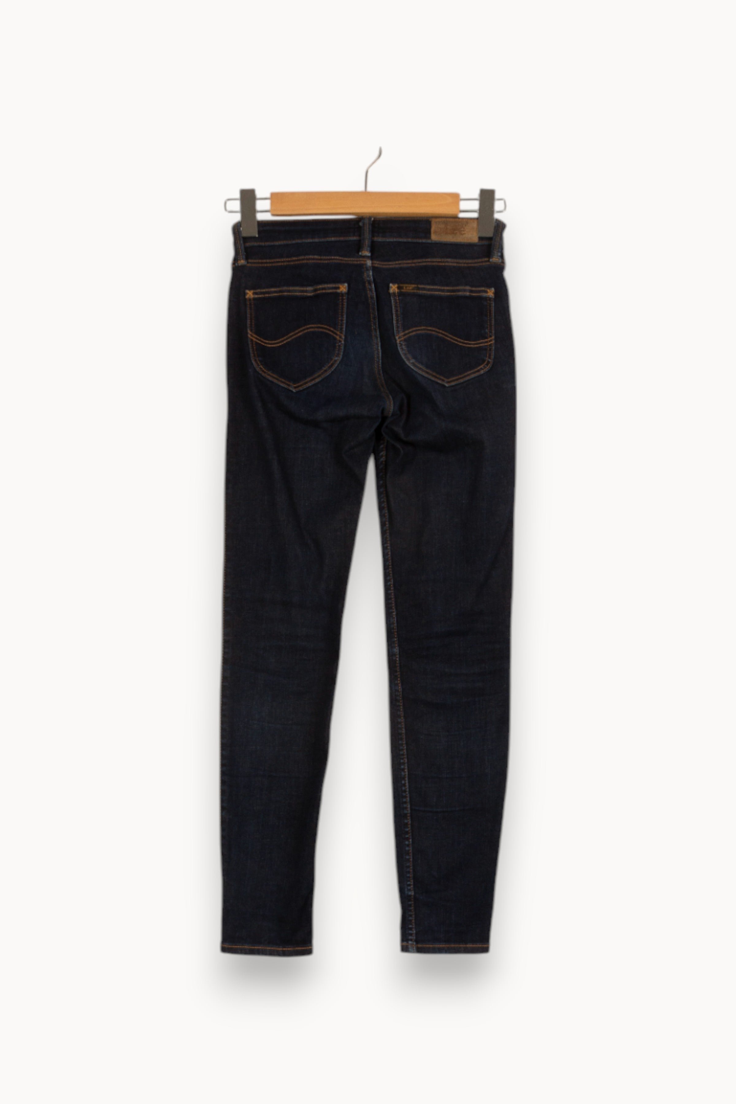 Cropped slim jeans with studs LEE - Seconde Main Blue