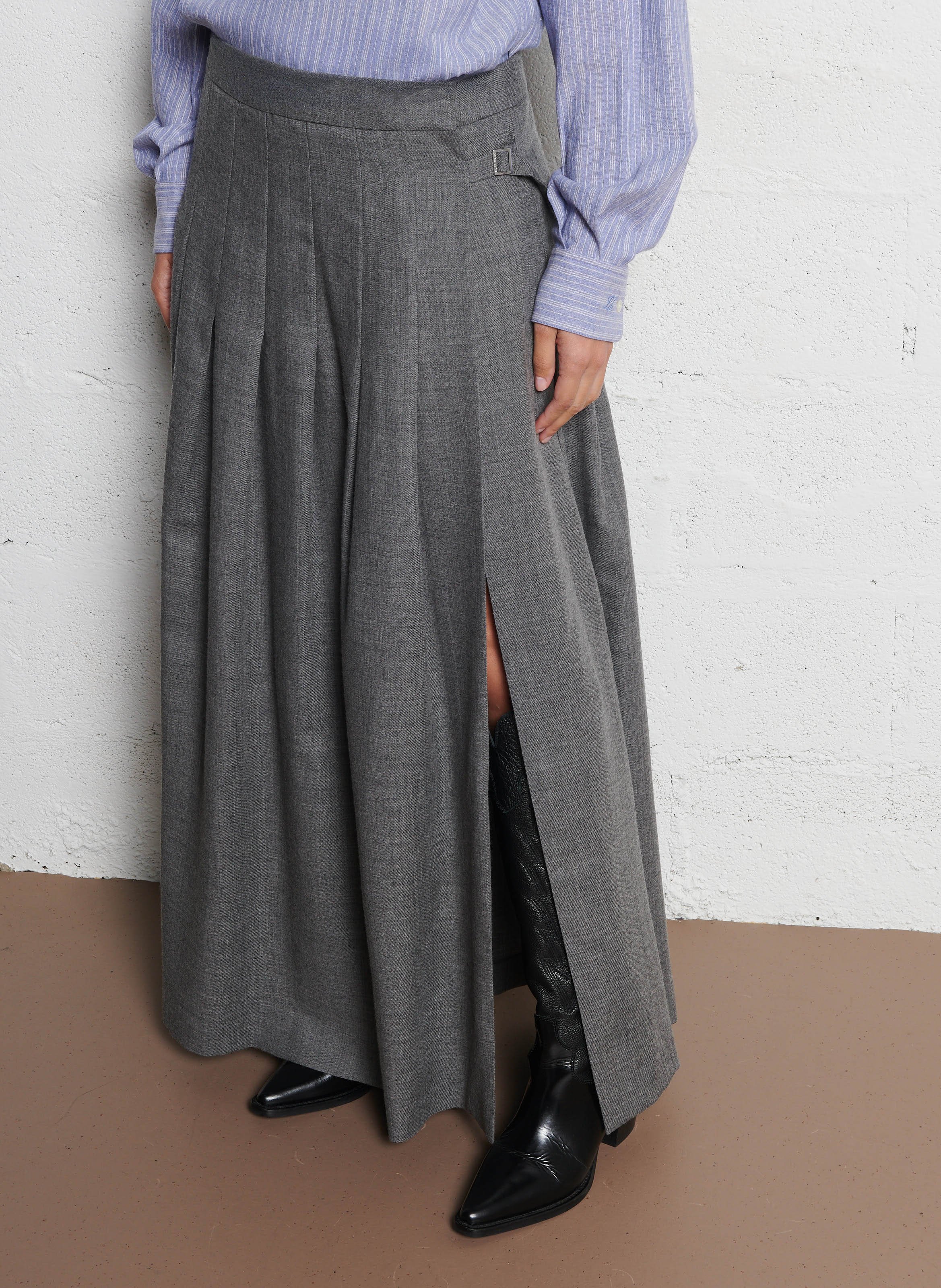 Weit plissierter Wollrock LAURENCE BRAS Grau