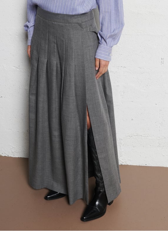 Wollen Rok Wijde geplooide wollen rok Grijs Laurence bras - Dames | Place des ...
