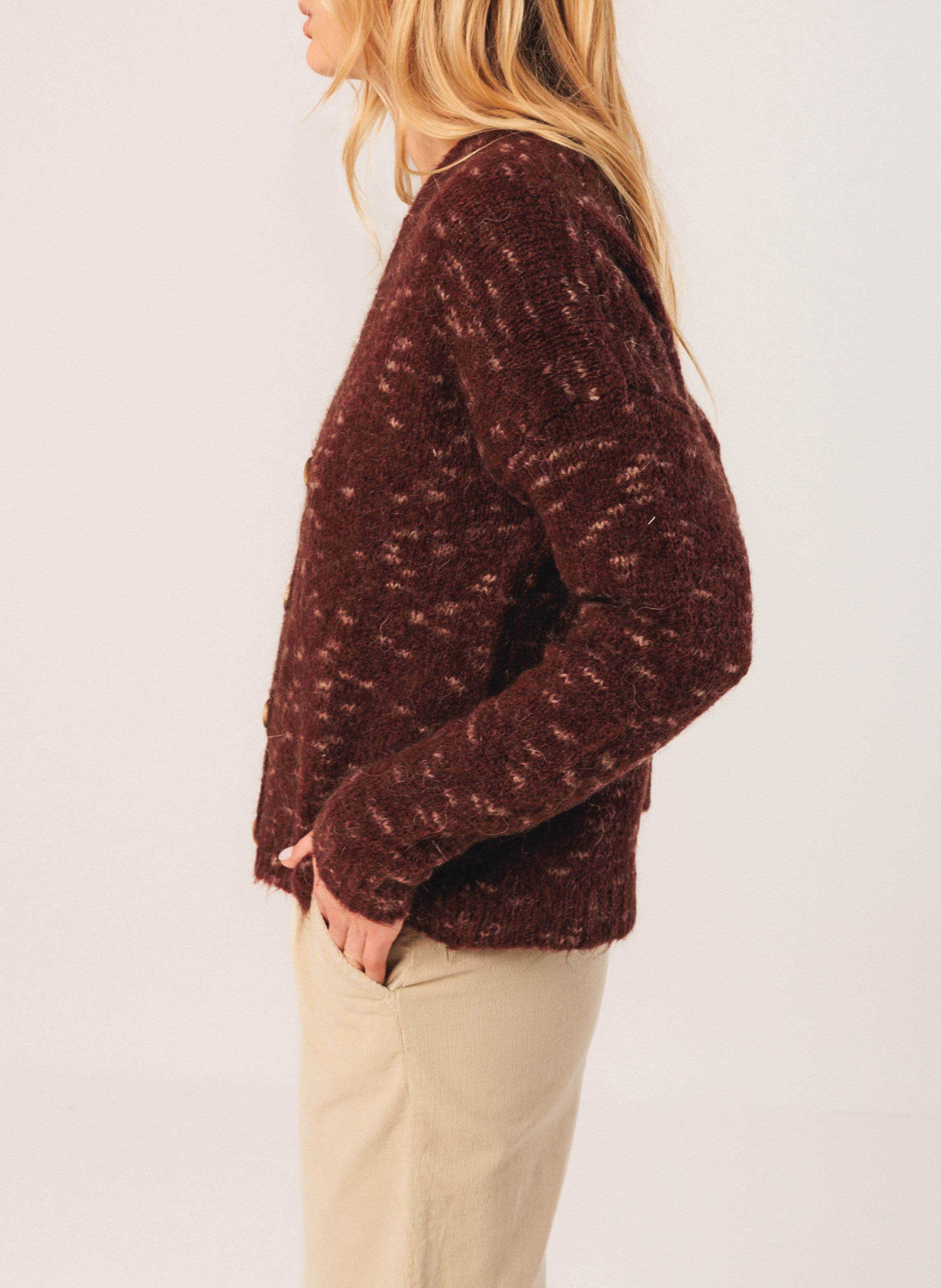 Gilet col v  INDI & COLD Rouge