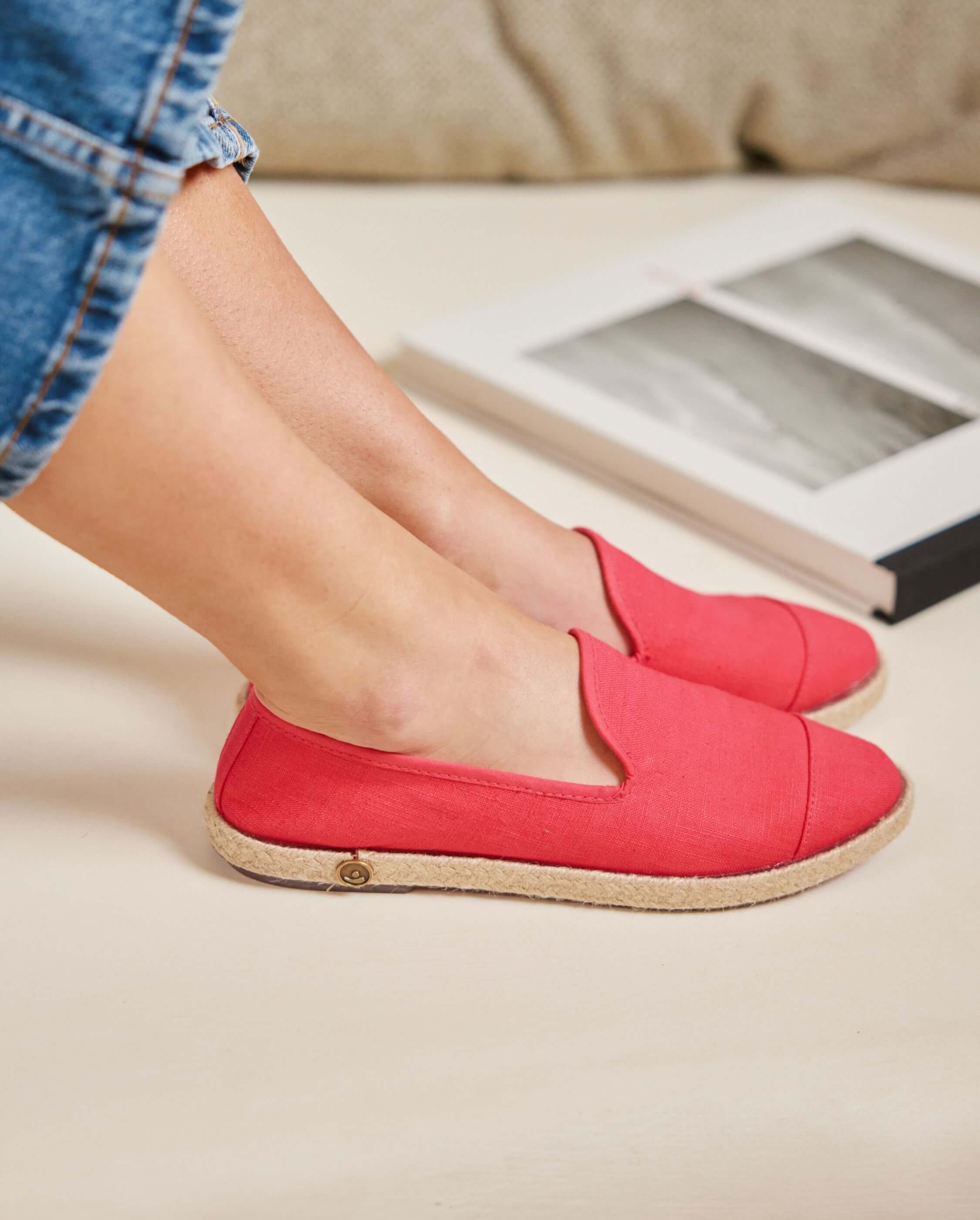 Women's linen espadrilles, fuchsia ANGARDE Pink