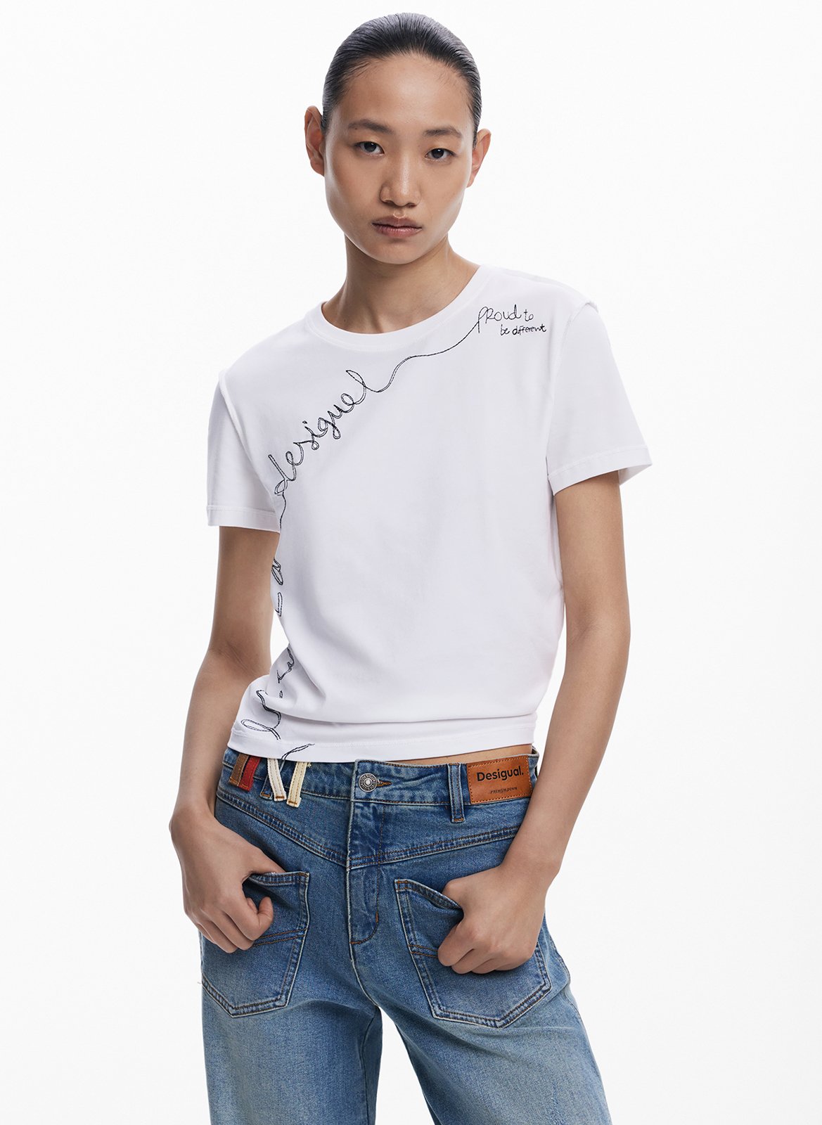 Tee-shirt col rond en coton mélangé DESIGUAL