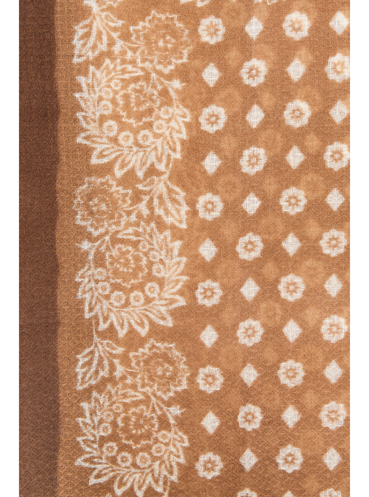 Printed wool and silk scarf PABLO Brown